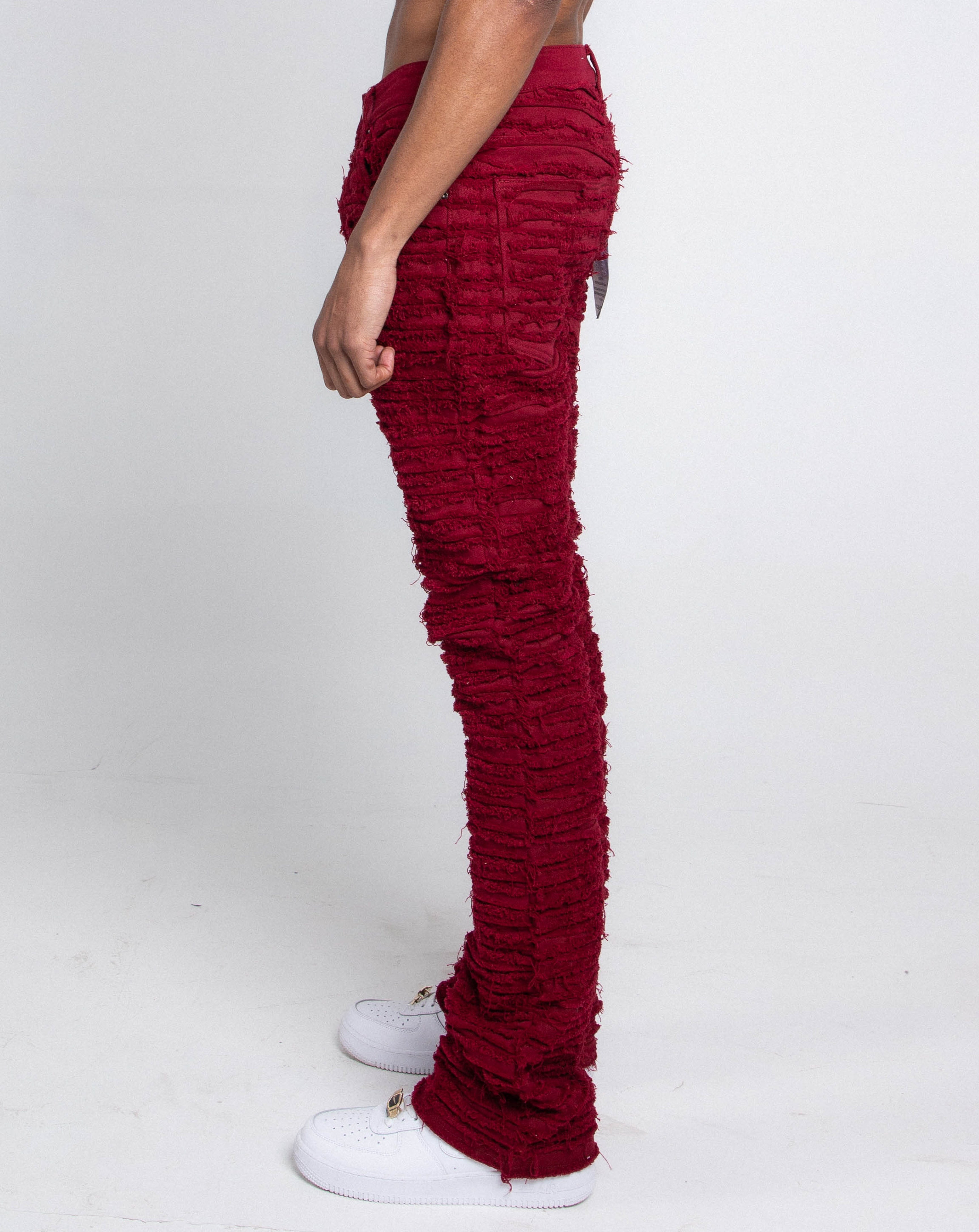 AJS693 Extreme Frayed Stacked Jeans