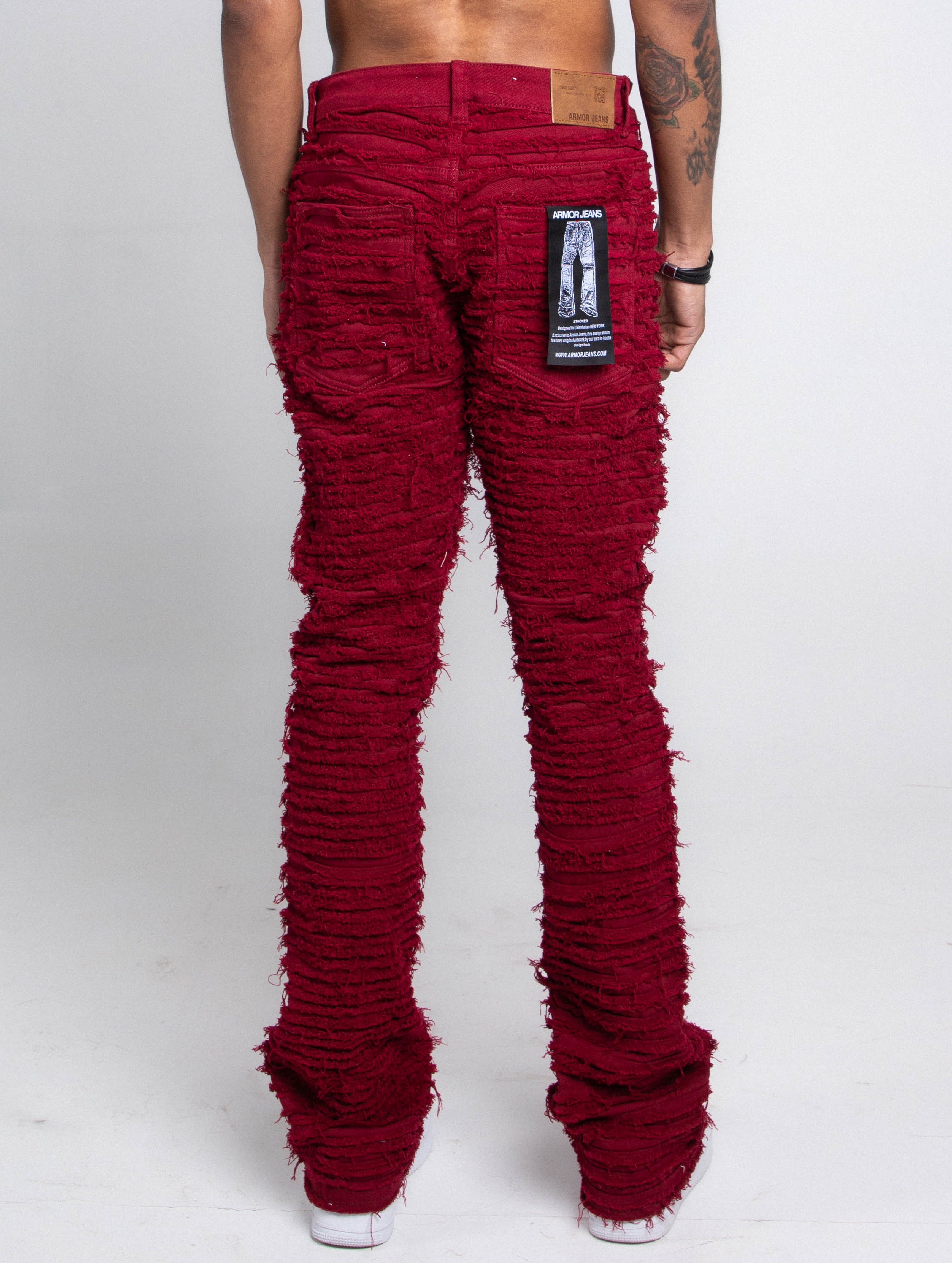 AJS693 Extreme Frayed Stacked Jeans