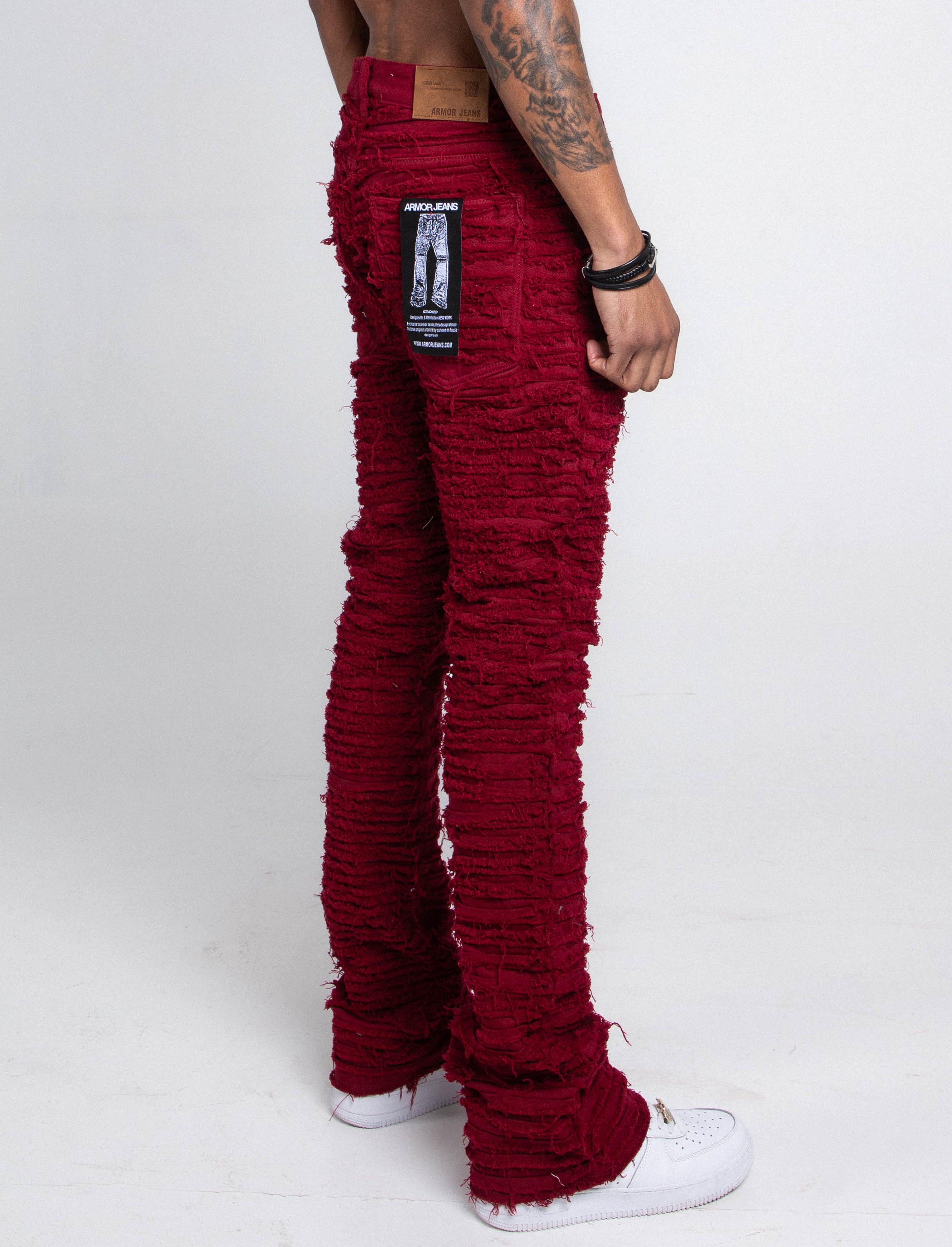 AJS693 Extreme Frayed Stacked Jeans
