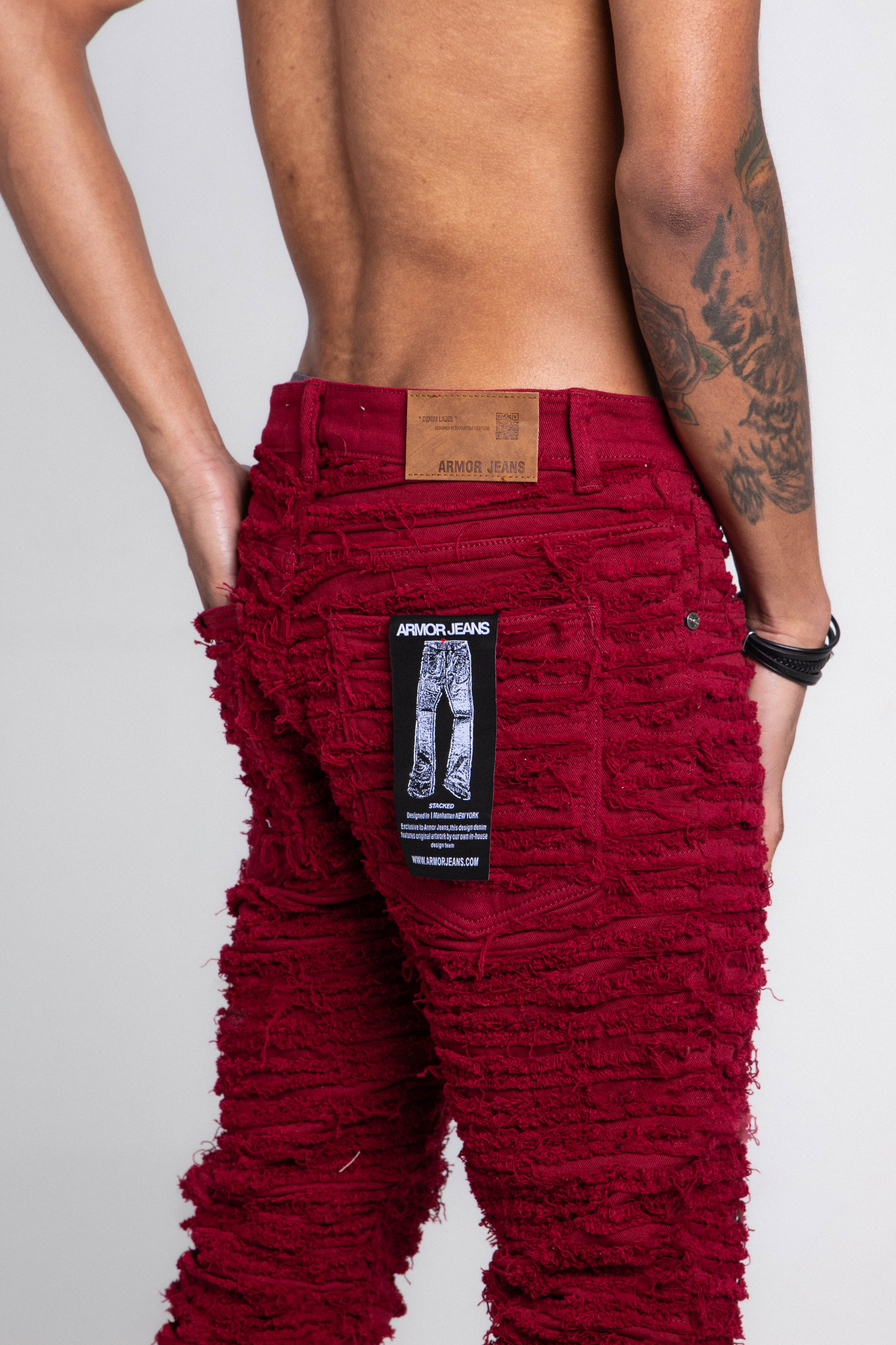 AJS693 Extreme Frayed Stacked Jeans