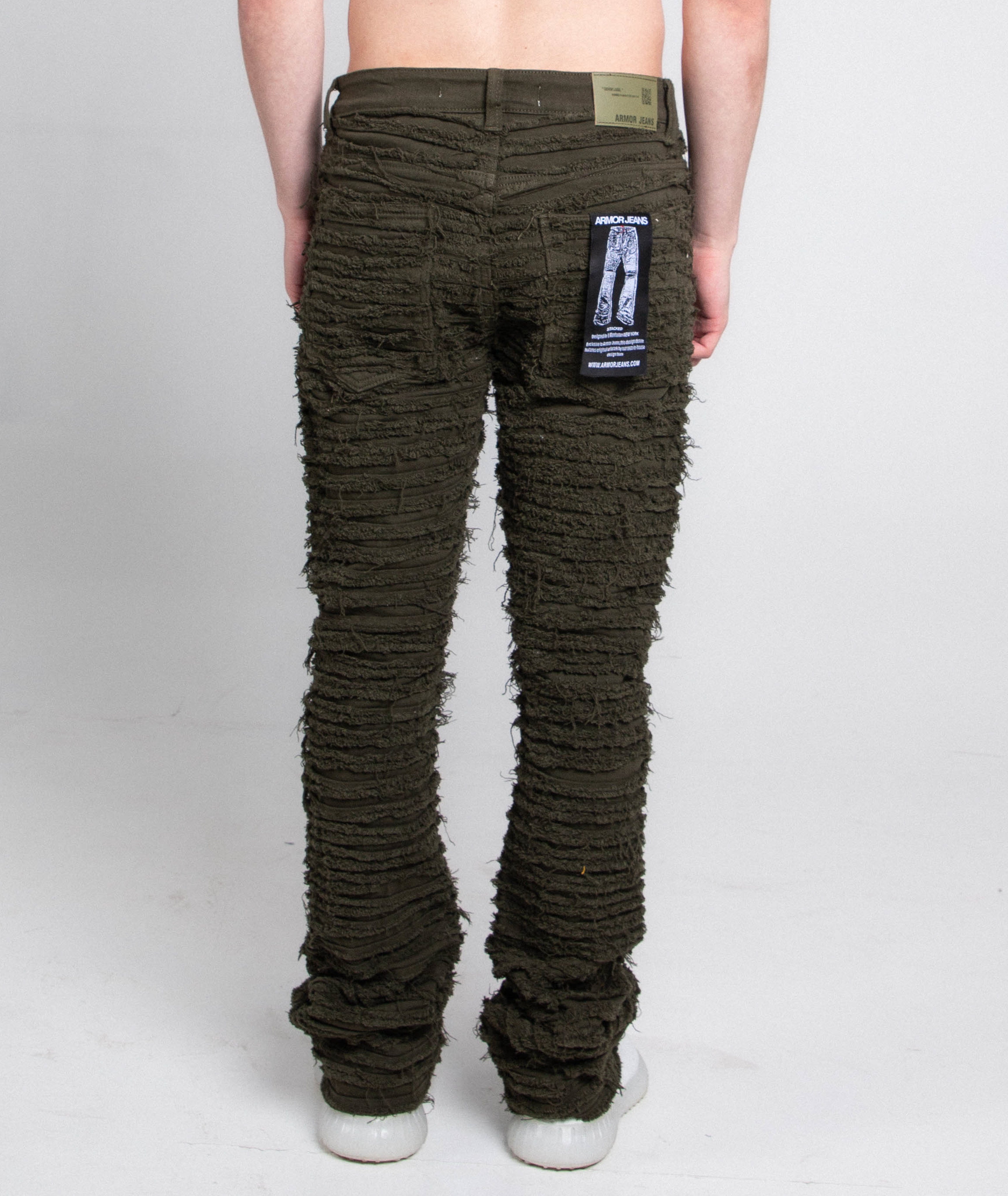AJS693 Extreme Frayed Stacked Jeans