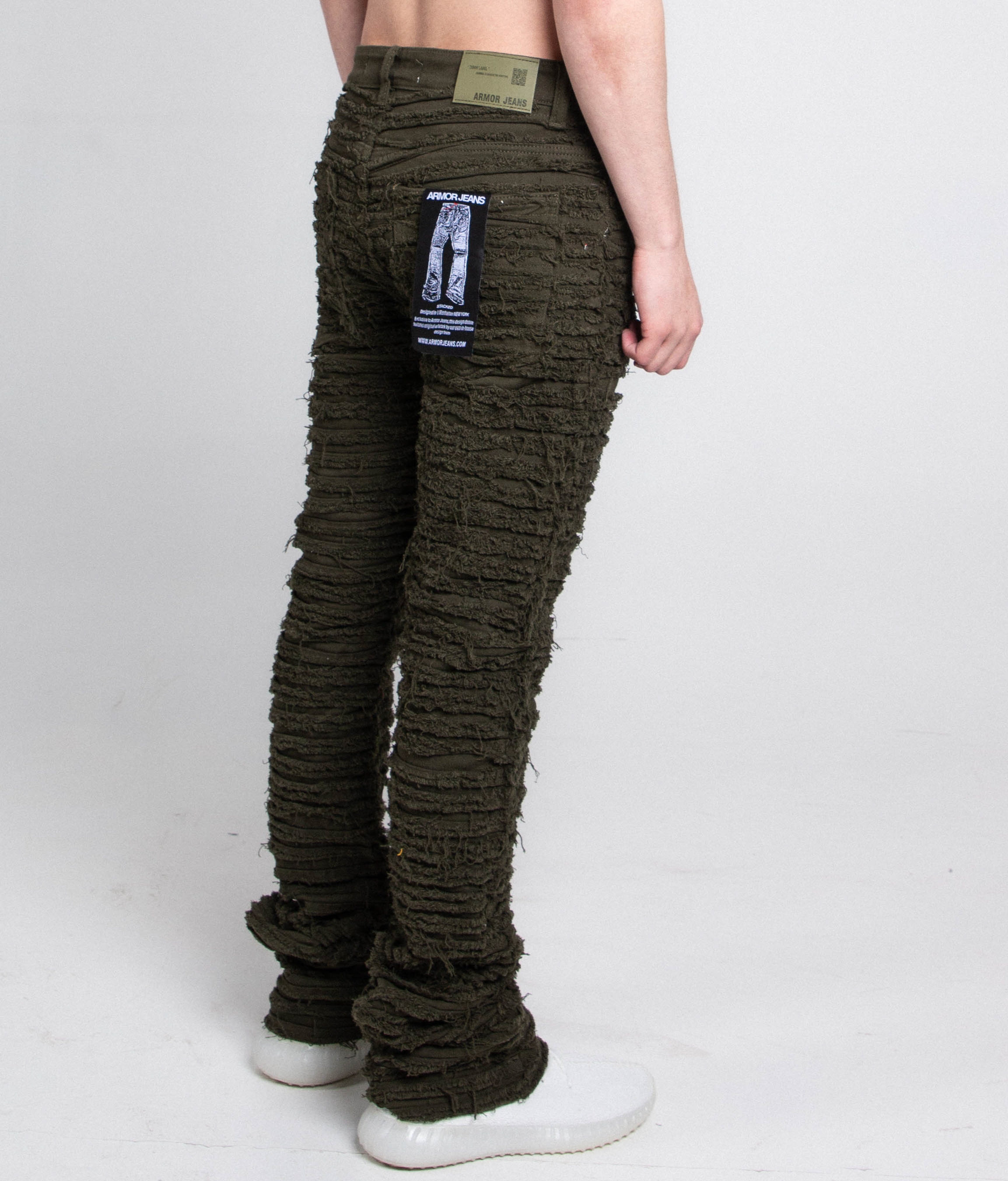 AJS693 Extreme Frayed Stacked Jeans