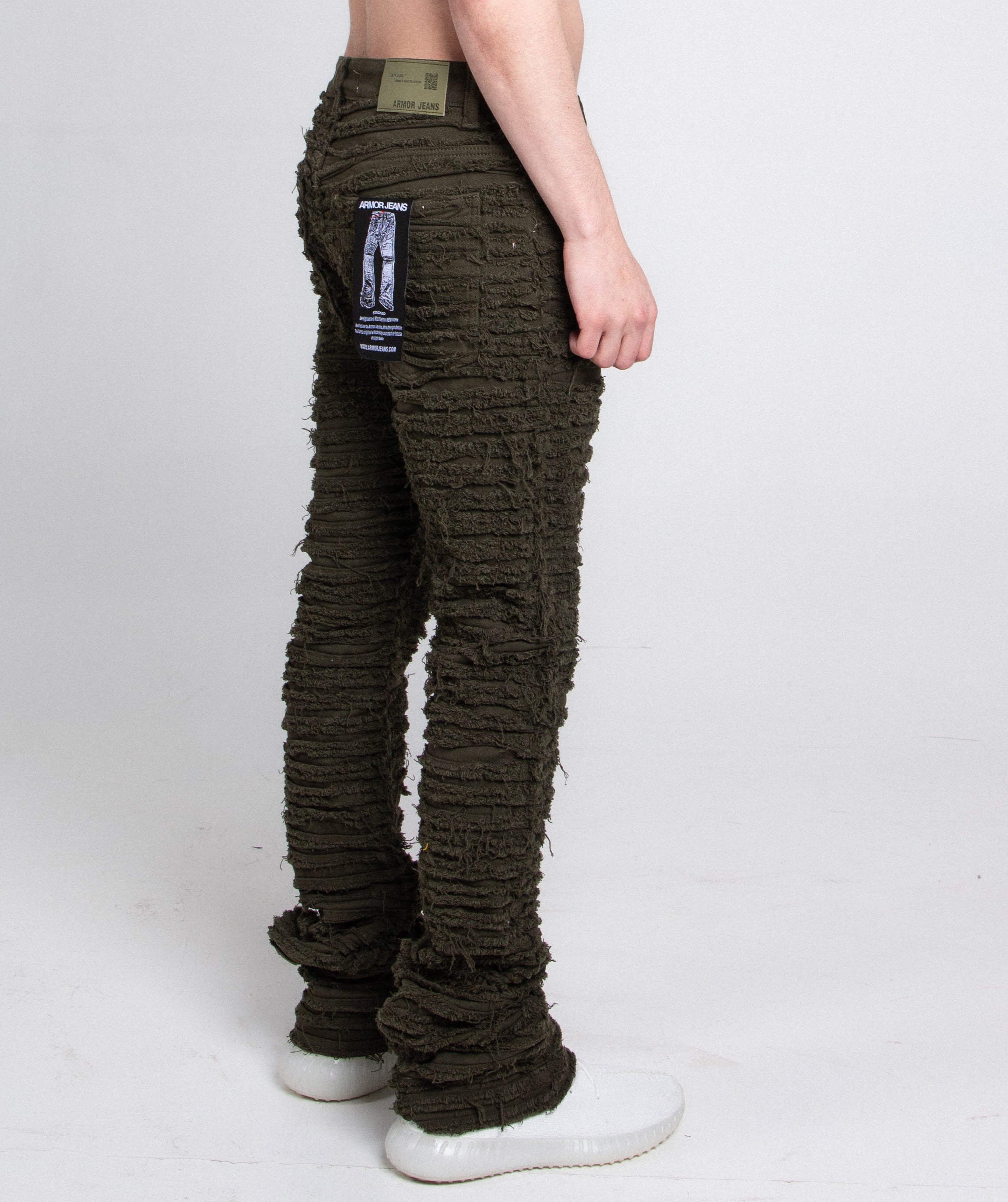 AJS693 Extreme Frayed Stacked Jeans