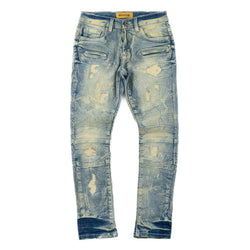 Makobi B1786 Kids Rick Biker Jeans 2024 in Dirt, front view