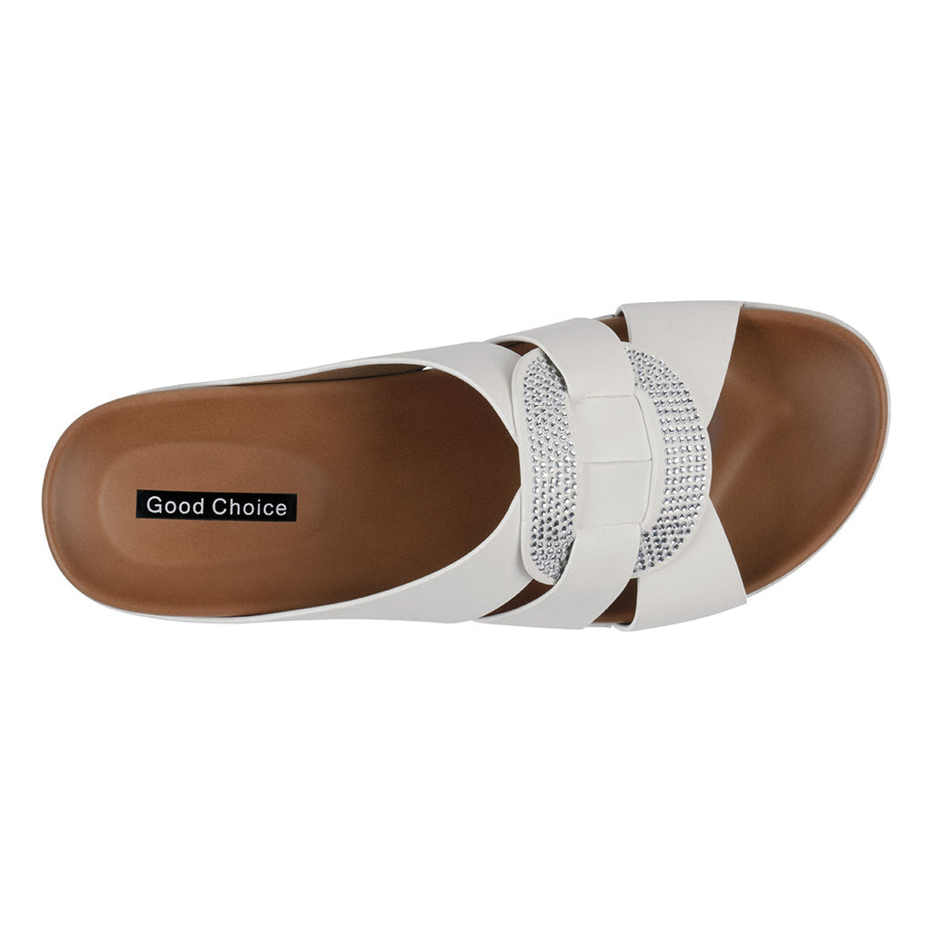 Women's Betsy White Embellished Comfort Sandals