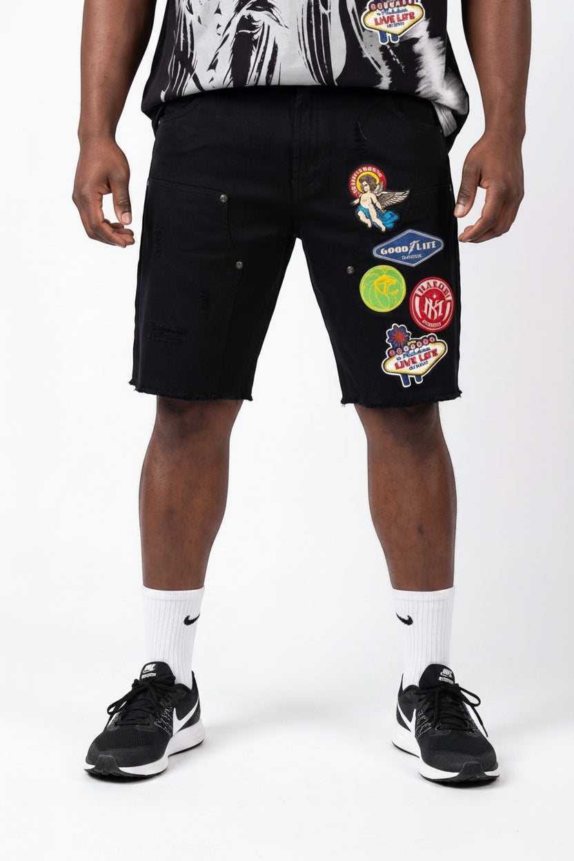 M941 Mondo Patch Denim Shorts - Black (NOT SOLD SEPARATELY - Add M441 to your Cart)