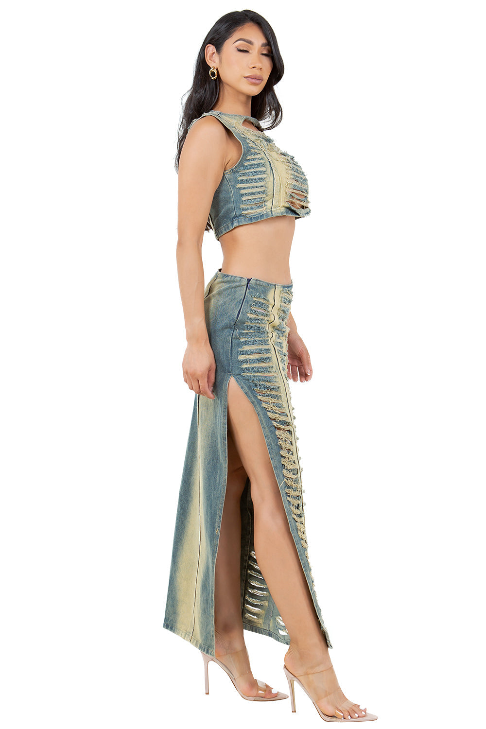 WOMEN FASHION DENIM TWO PIECE PANTS SET