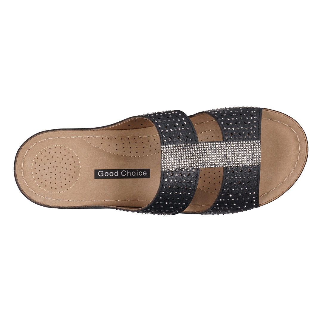 Women's Carrie Black Embellished Wedge Sandals