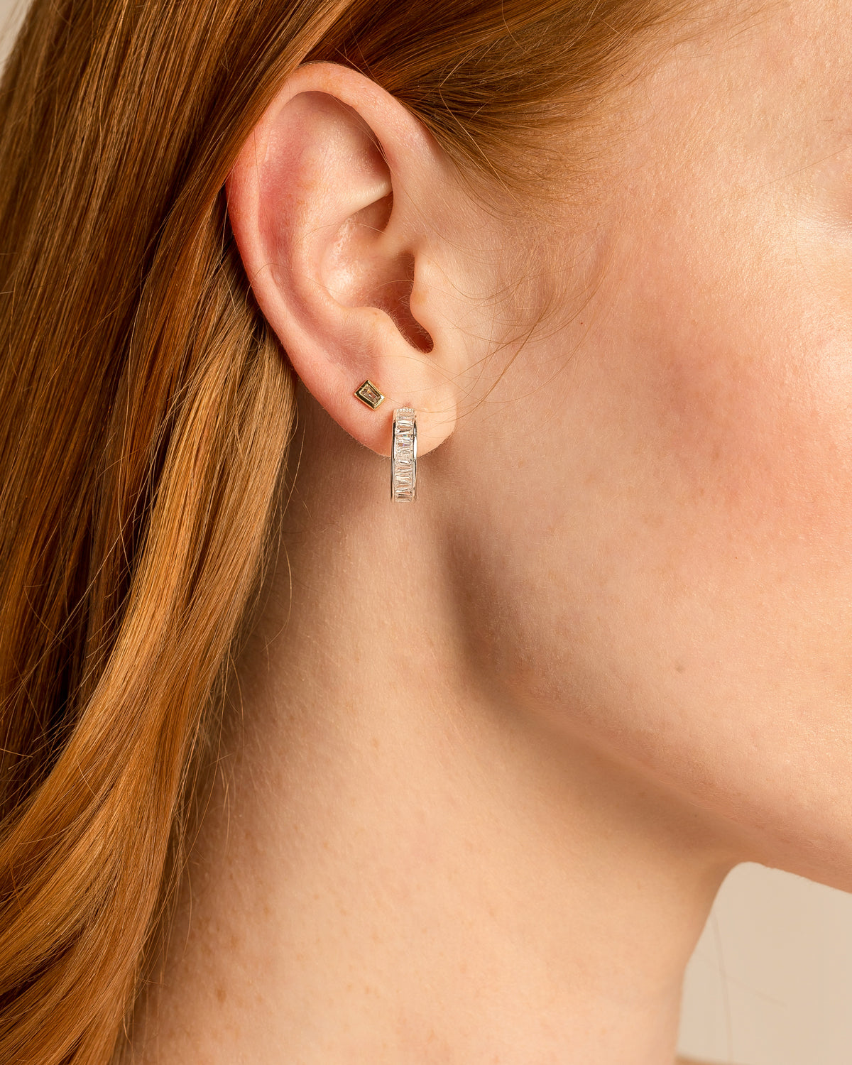 Beautifully Broken Baguette Mini Hoop Earrings