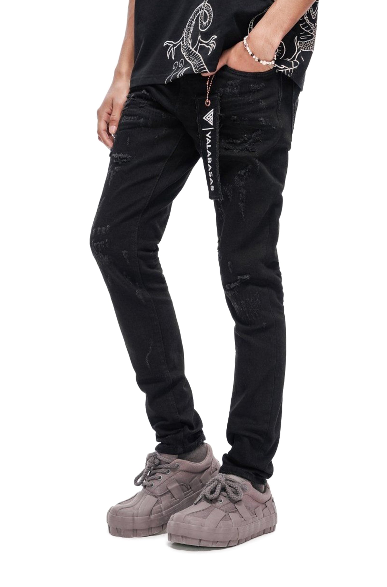 Valabasas Collage Skinny Denim Jet Black - Jet Black