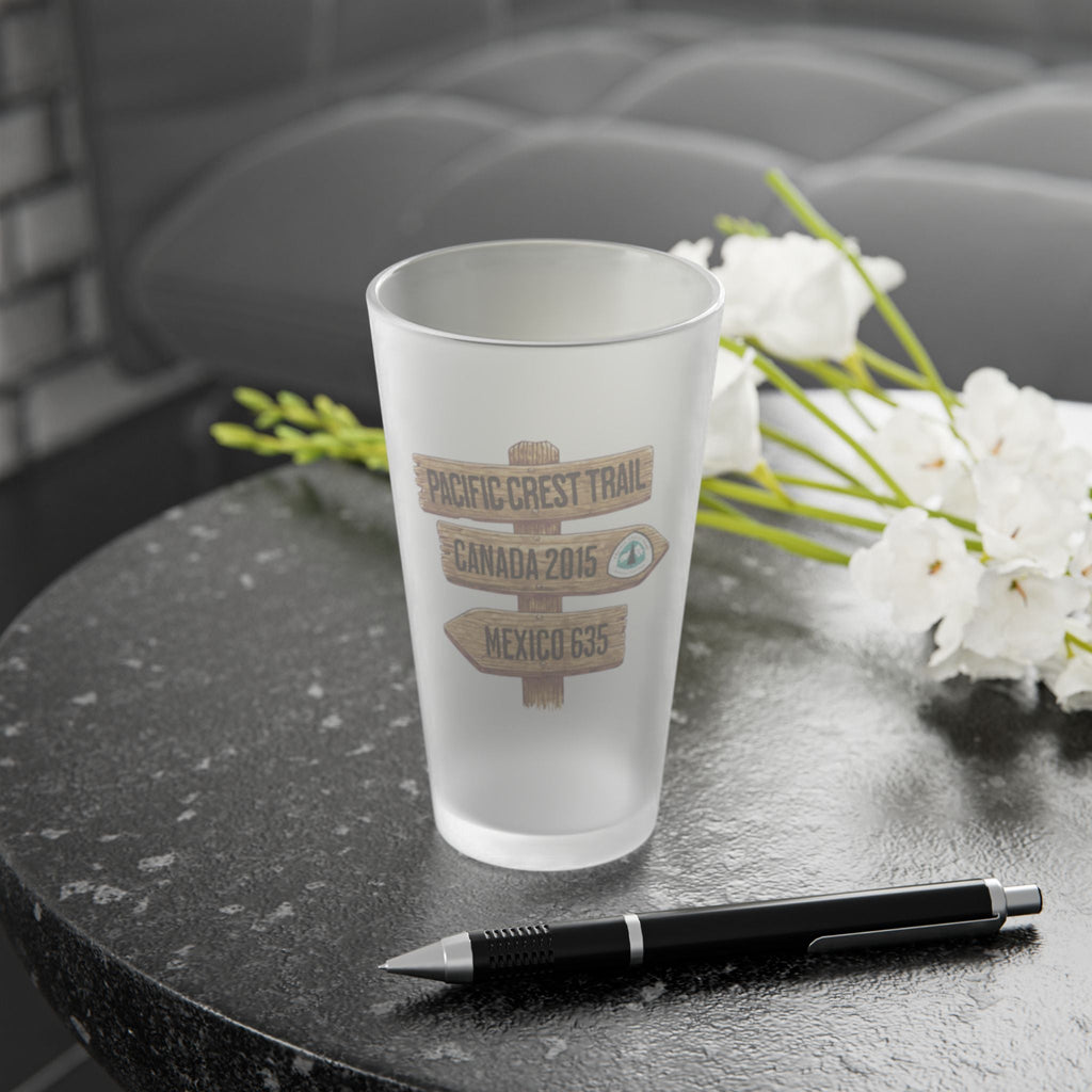 Pacific Crest Trail Mileage Sign Frosted Pint Glass