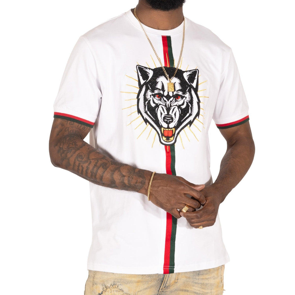 Makobi WOLF Tee in White, product photo, alternate angle