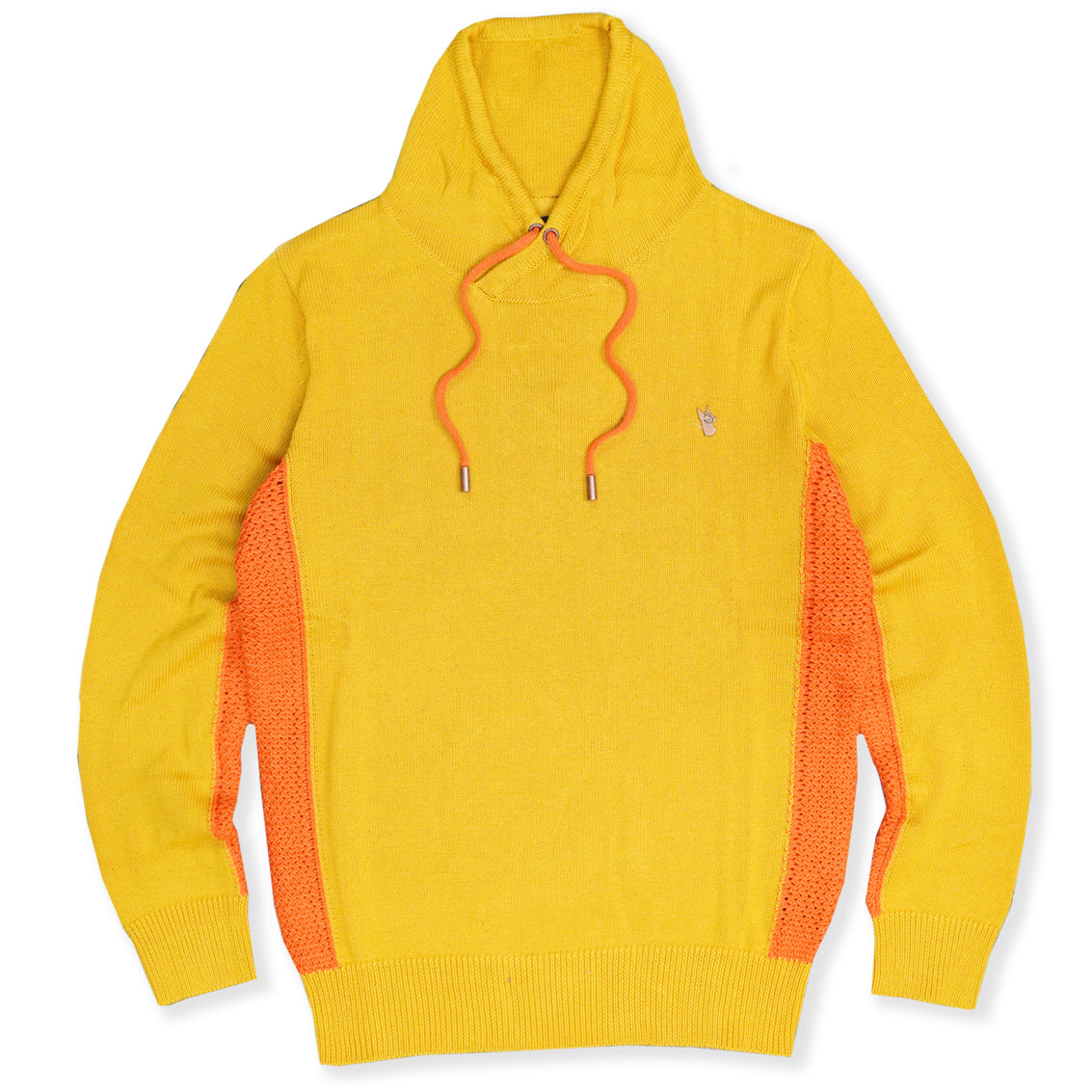 Makobi Shawl Collar Knit Sweater in Wheat, front view