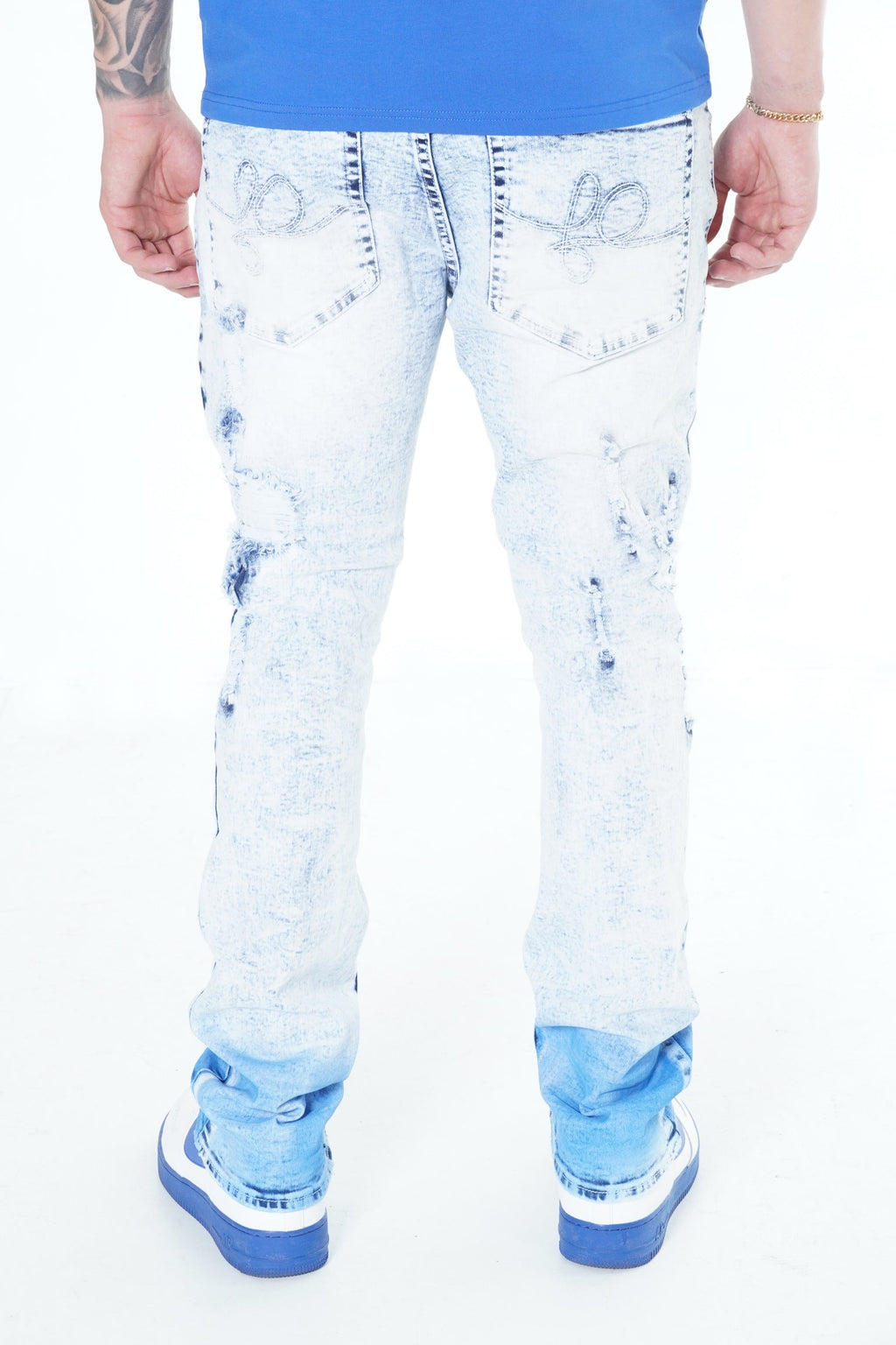 F1765 Frost Shredded Jeans - Ice Wash