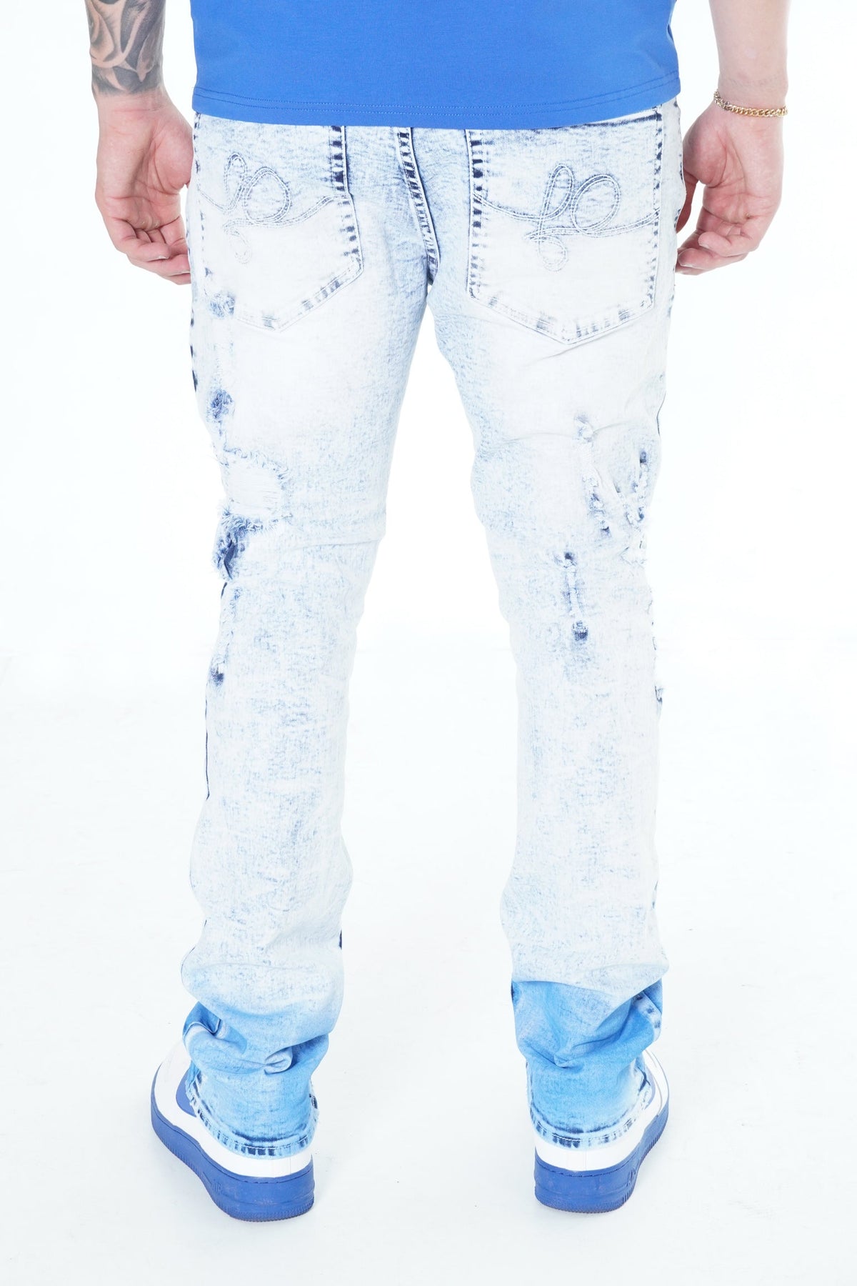 F1765 Frost Shredded Jeans - Ice Wash
