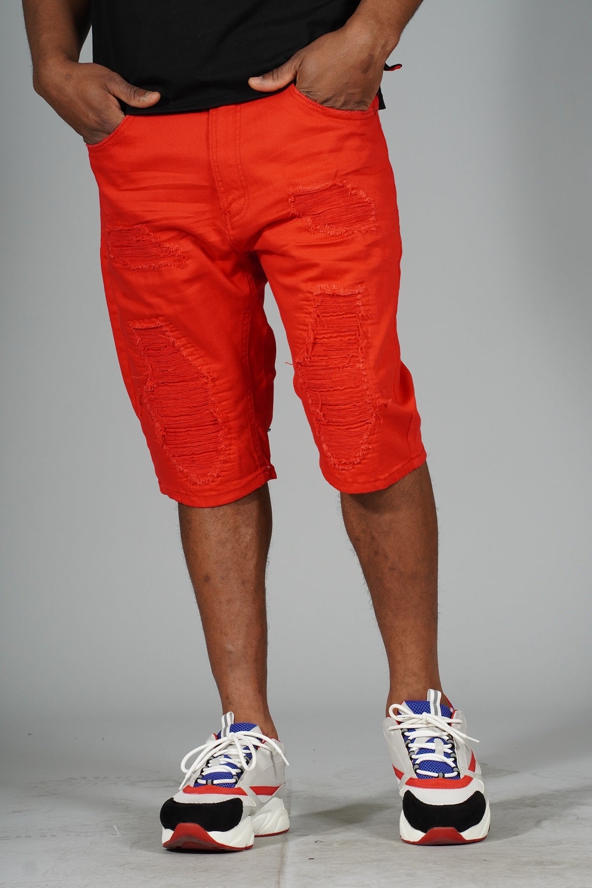 Makobi Jordanelle Twill Shorts in Red, back view