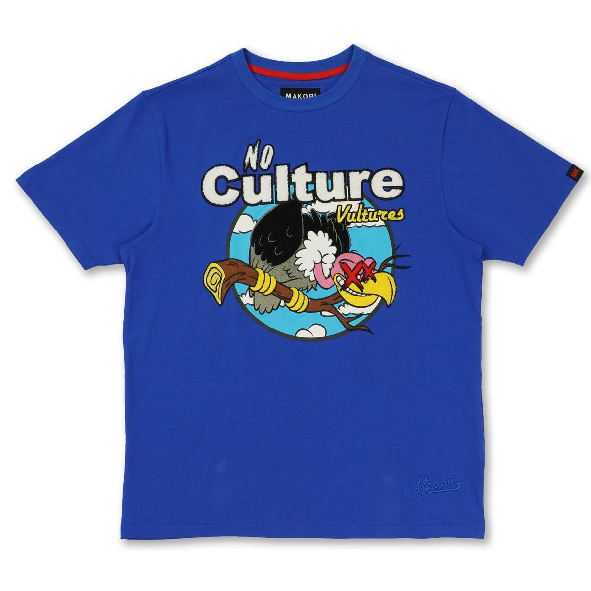 Makobi No Culture Vultures Tee in Royal, front view