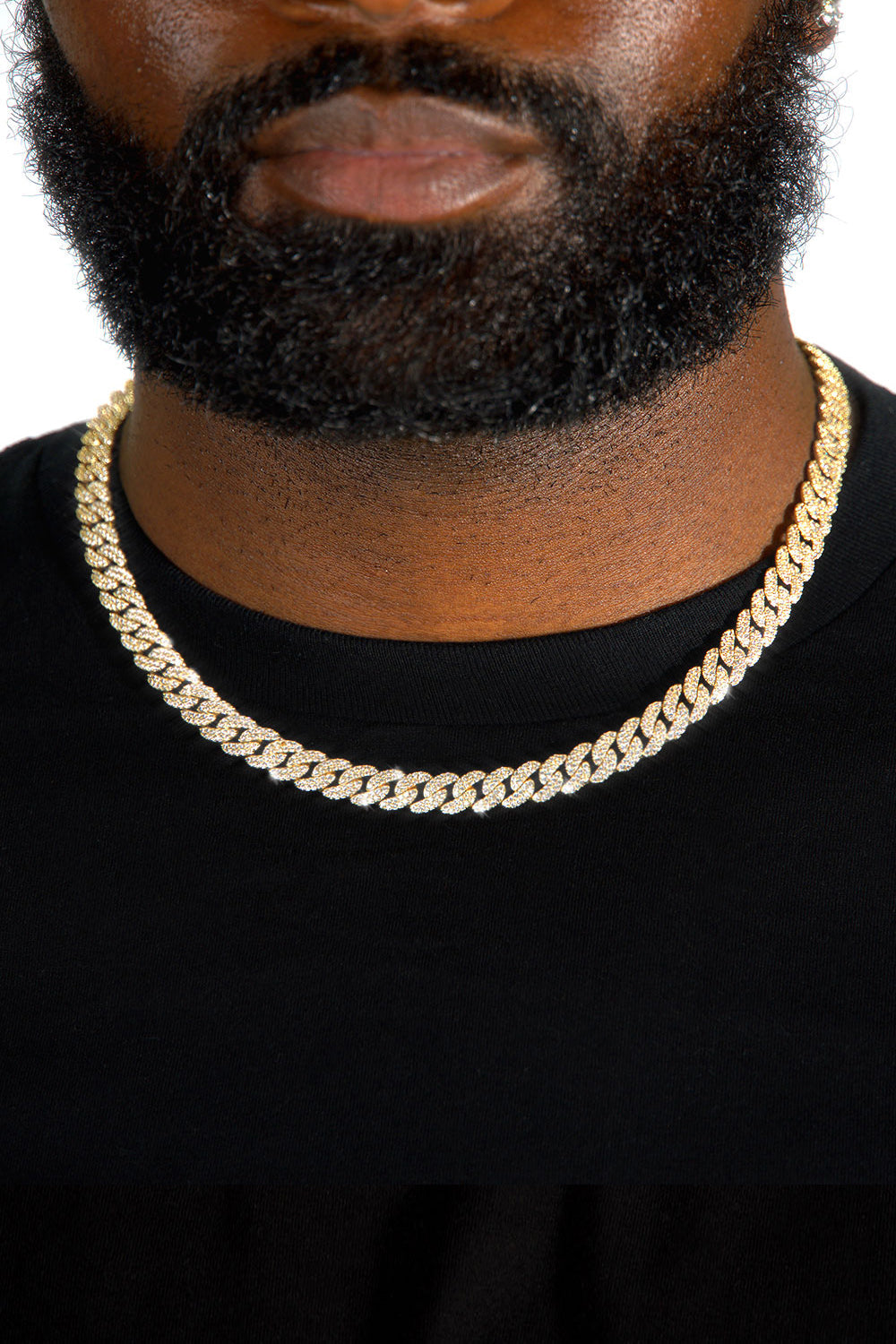 Iced Out Cuban Link Chain 8.5mm 18K Gold