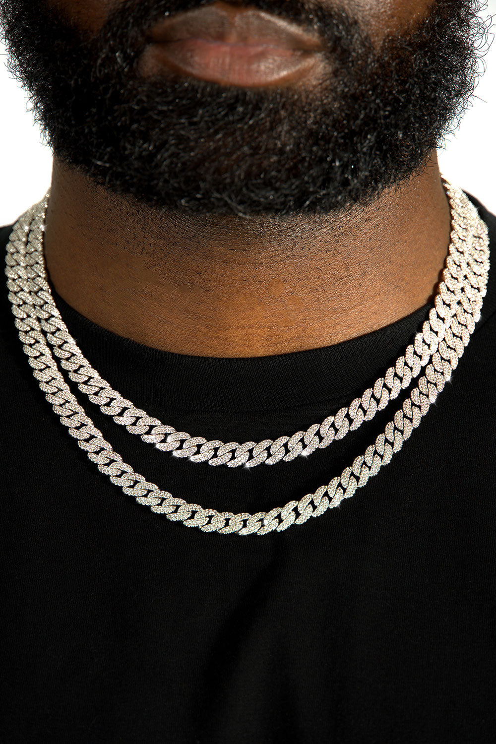 Iced Cuban Link Chain 8.5mm 18K White Gold
