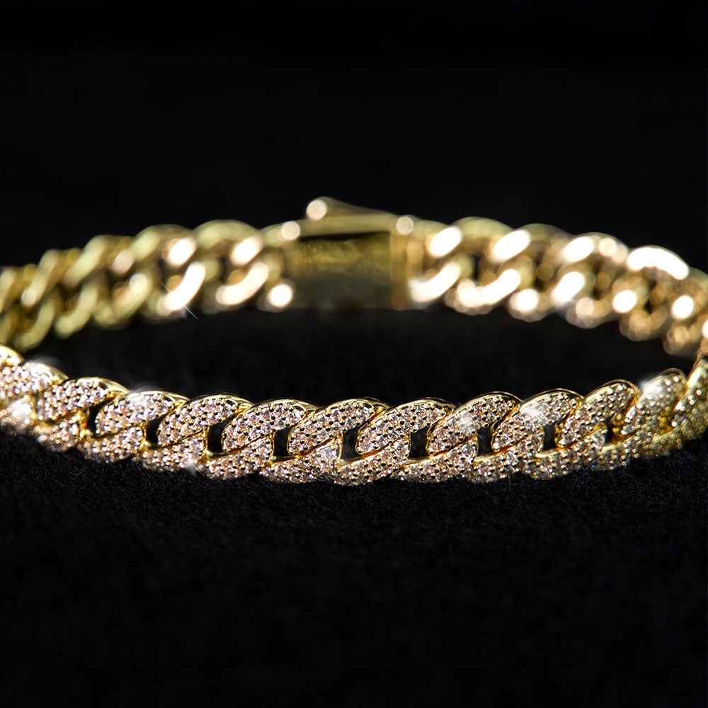 Iced Out Cuban Link Bracelet - 18K Gold