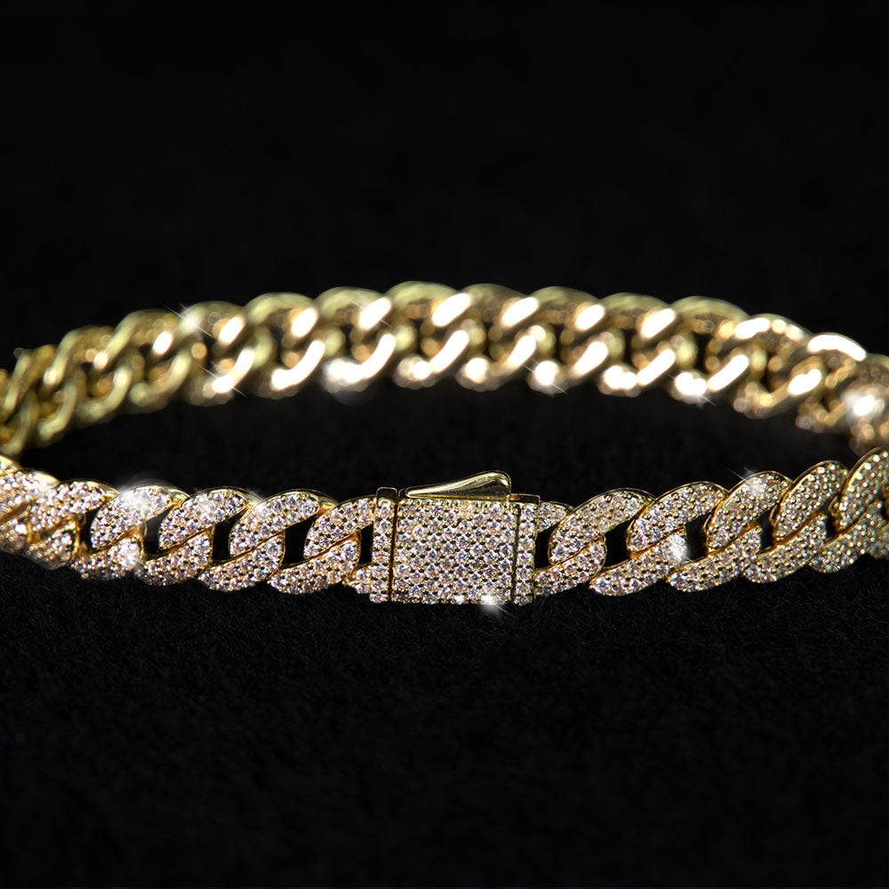 Iced Out Cuban Link Bracelet - 18K Gold