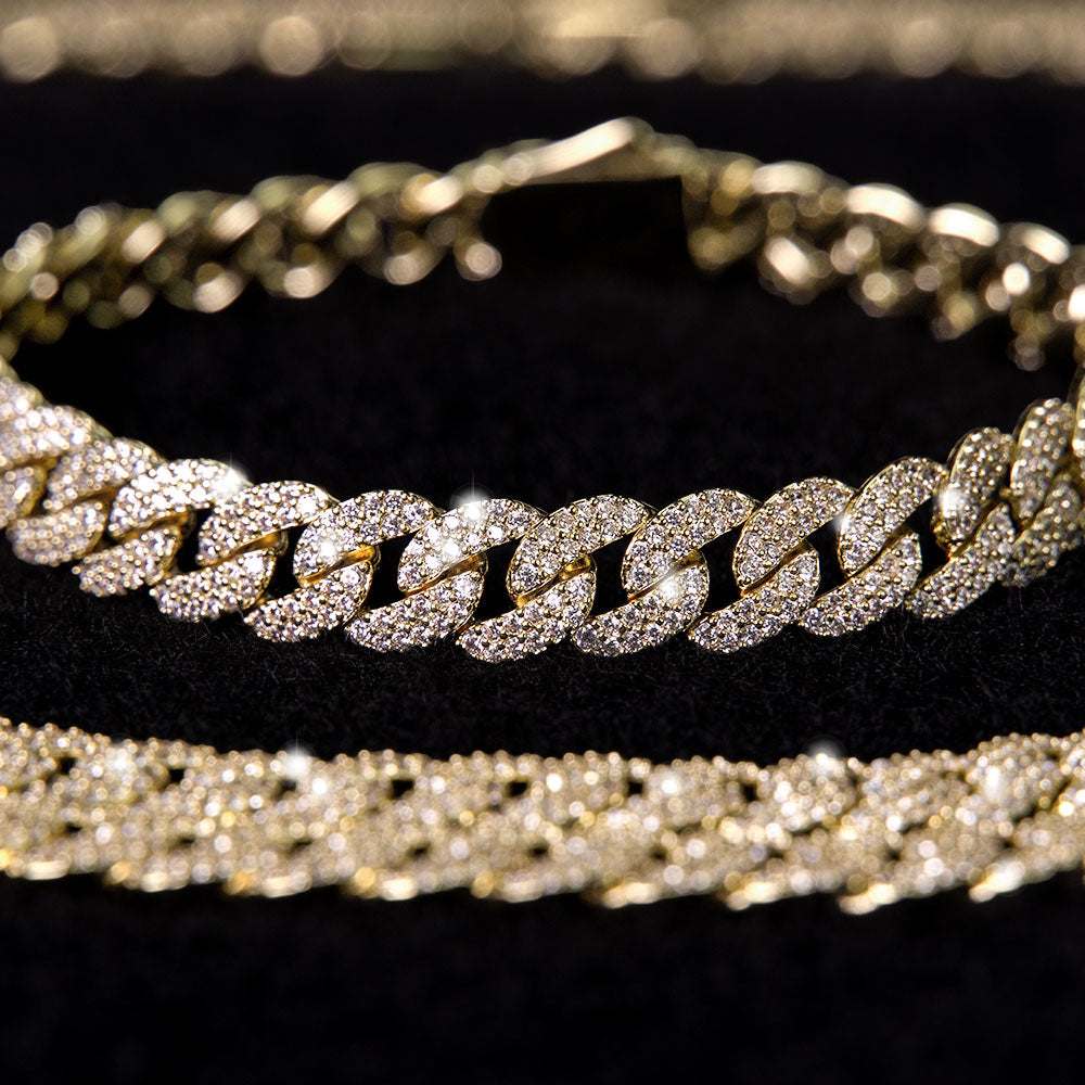 Iced Out Cuban Link Bracelet - 18K Gold