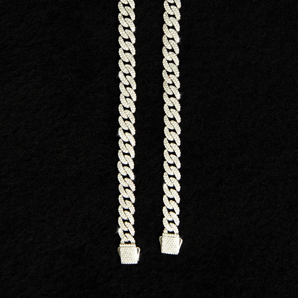 Iced Cuban Link Chain 8.5mm 18K White Gold