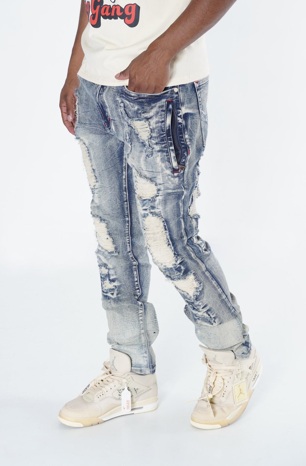F1765 Frost Shredded Jeans - Dirt
