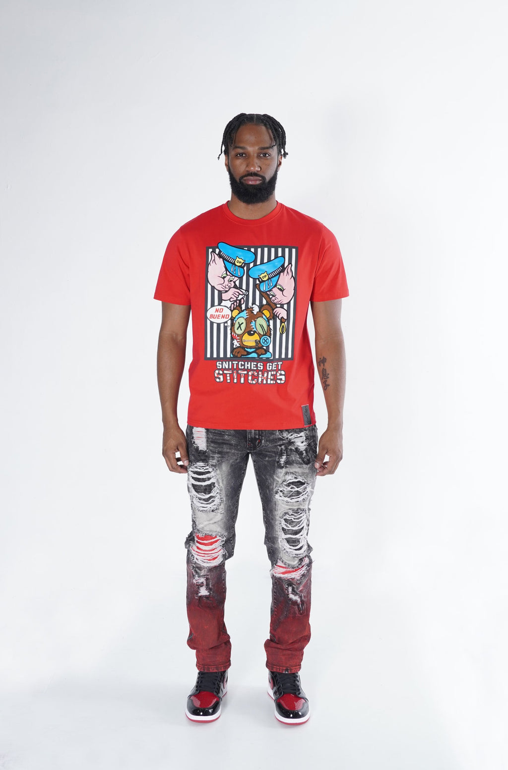 F1765 Frost Shredded Jeans - Black Wash