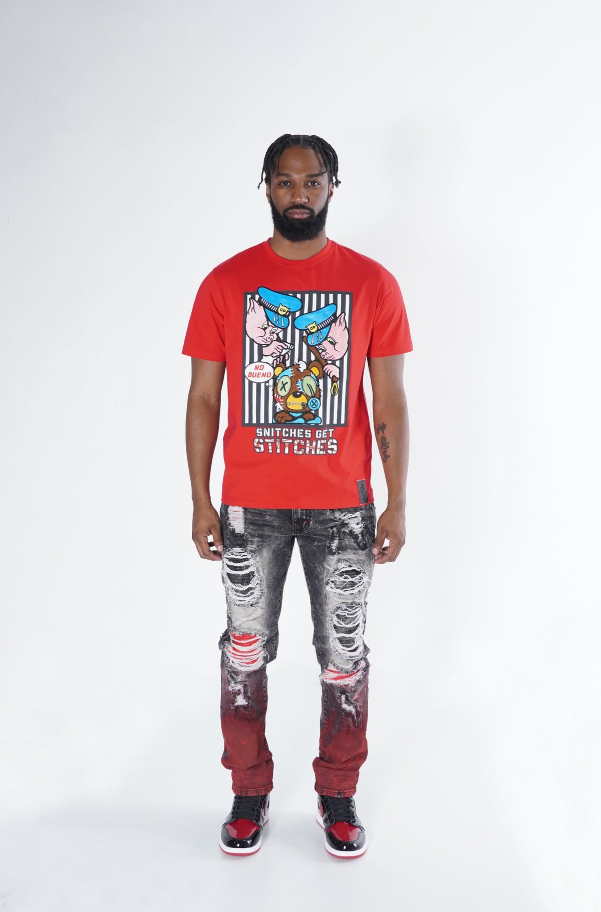 F1765 Frost Shredded Jeans - Black Wash