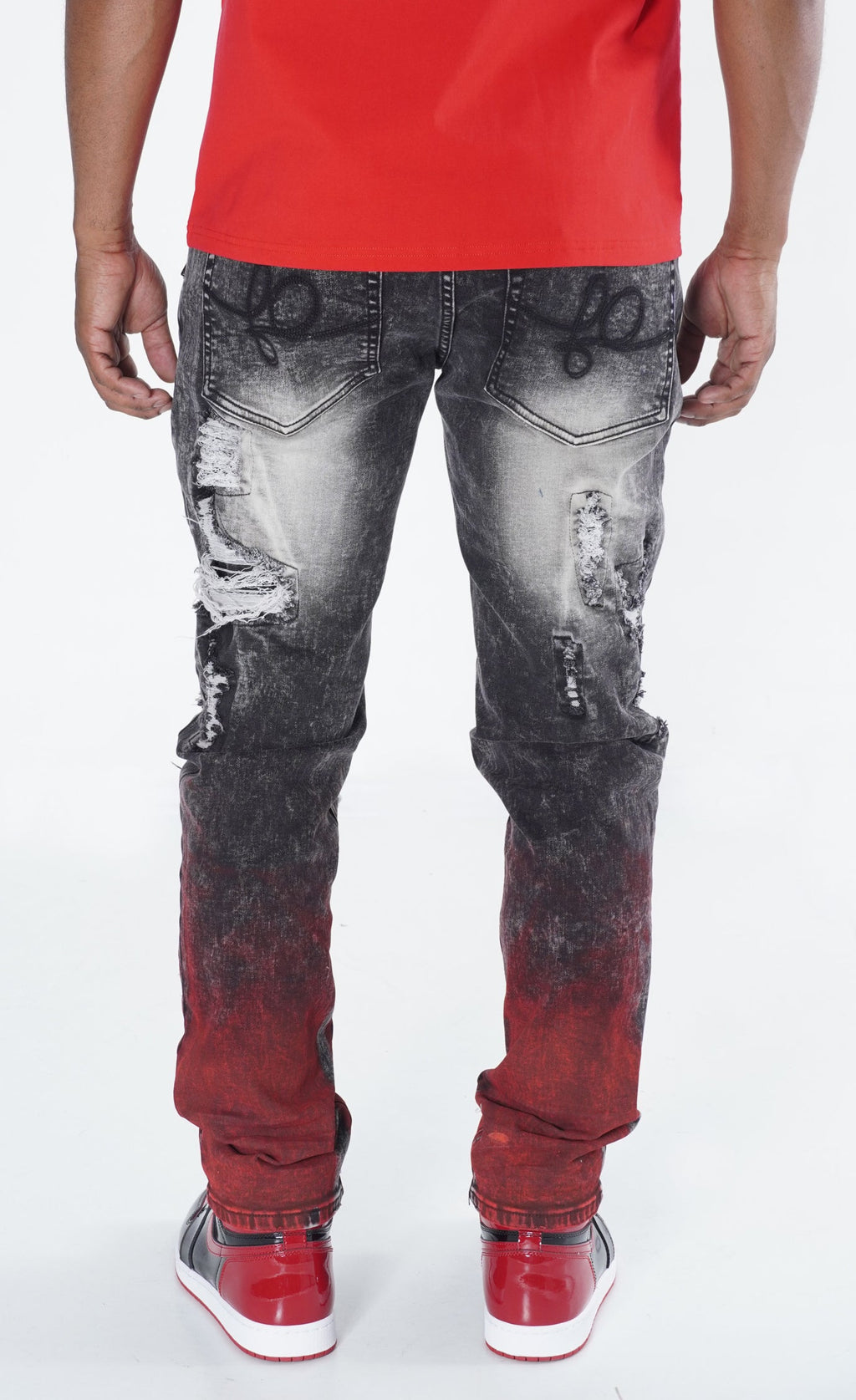 F1765 Frost Shredded Jeans - Black Wash