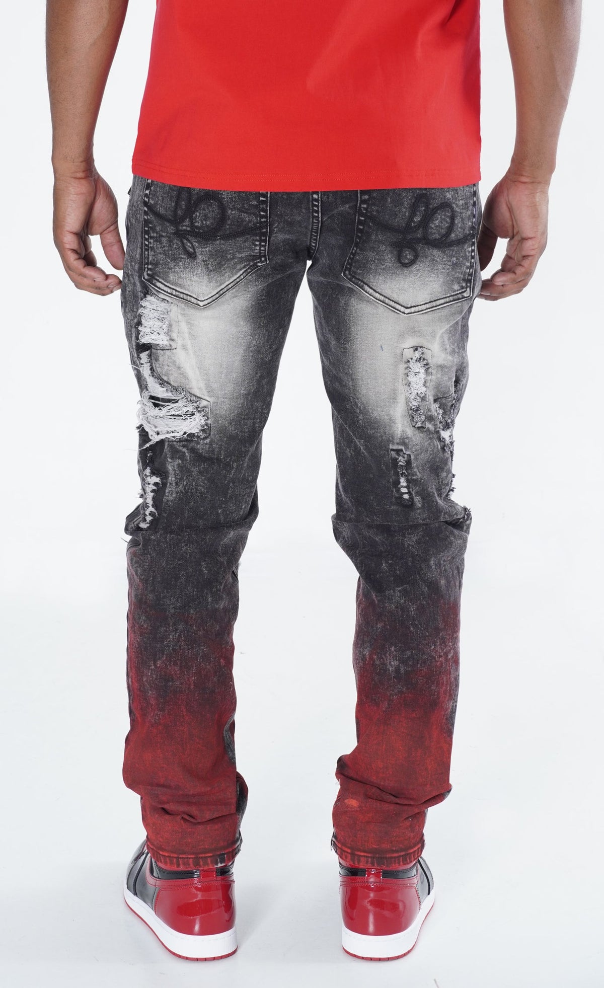 F1765 Frost Shredded Jeans - Black Wash