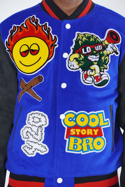 Makobi Cooley High Wool Varsity Jacket, Royal, side view