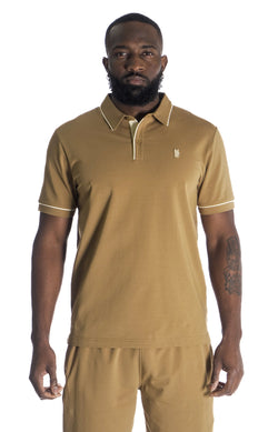 Makobi Luciano Polo Shirt in Mocha, front view