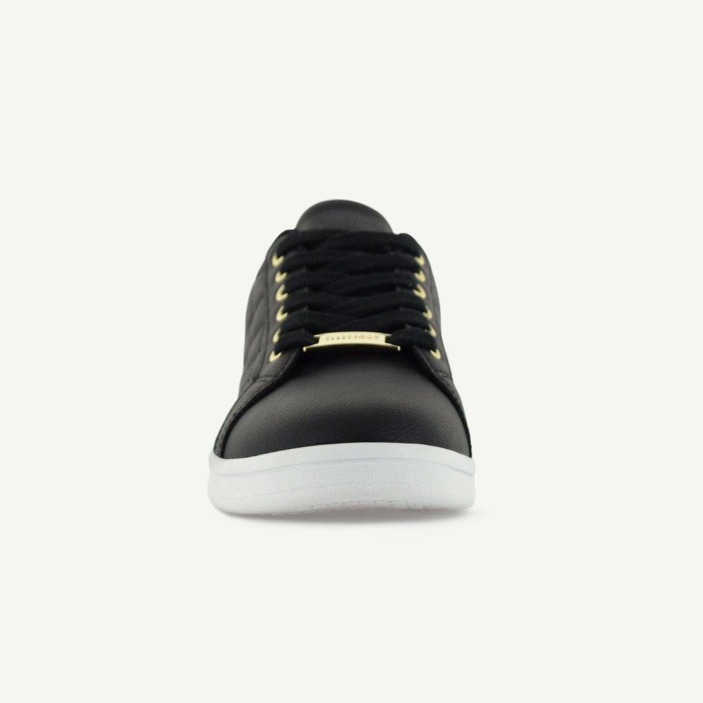 VOLTAIRE: QUILTED COURT SHOE - BLACK