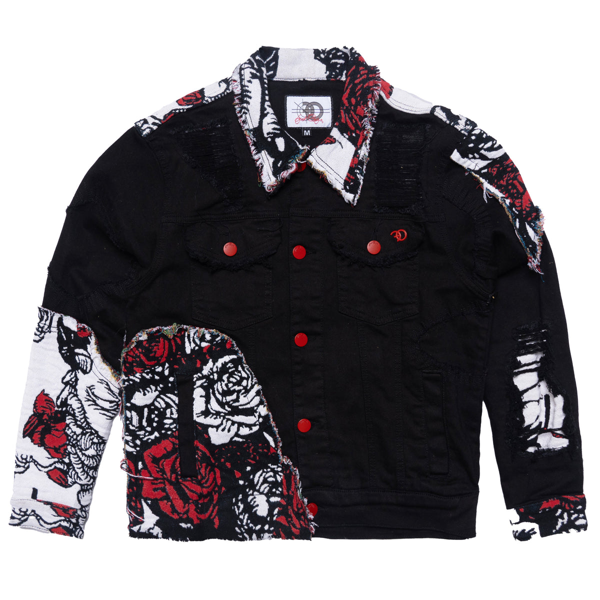 Makobi Cashay Tapestry Denim Jacket, Black, product back