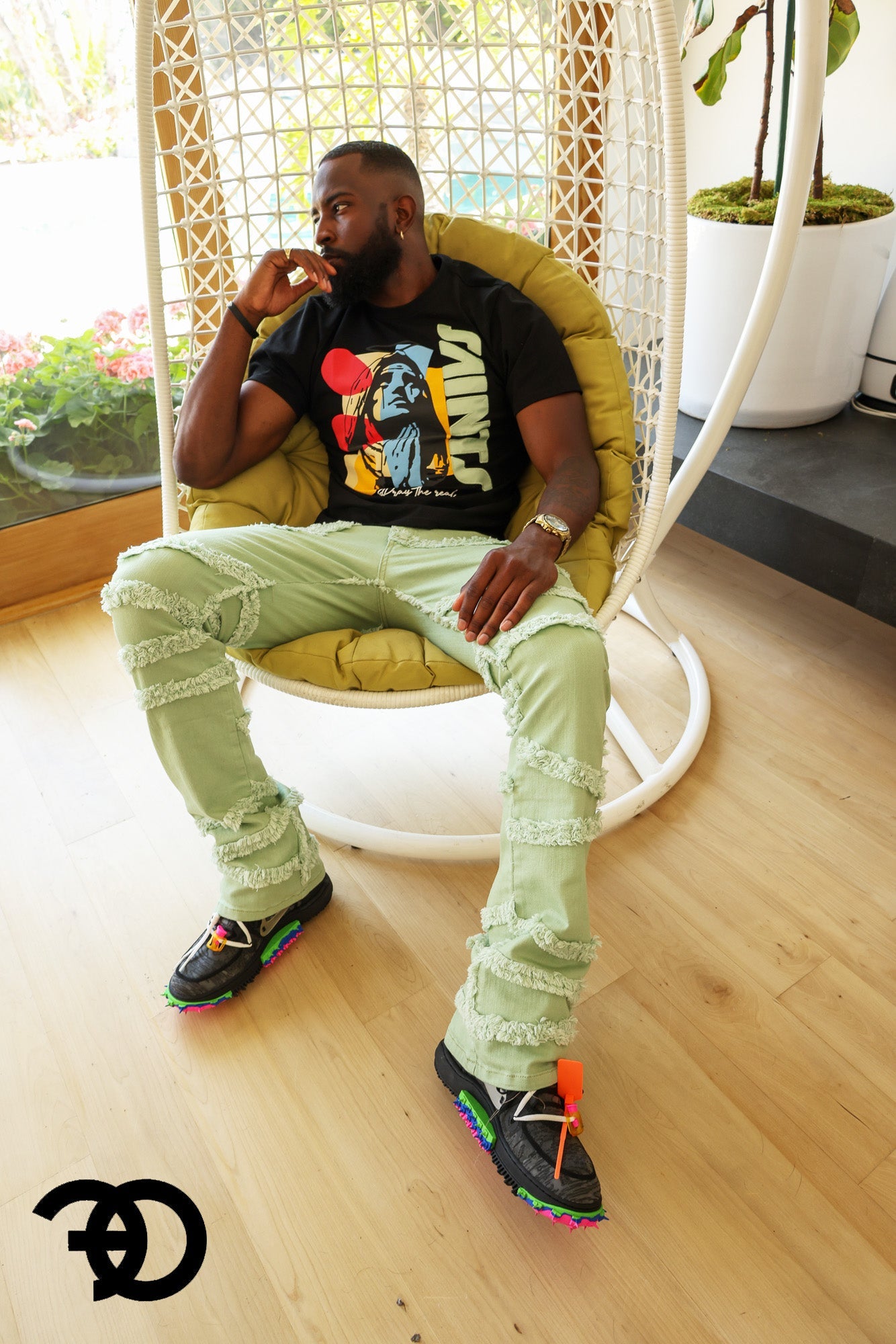 F1705 Leon 36" Stack Jeans - Light Olive
