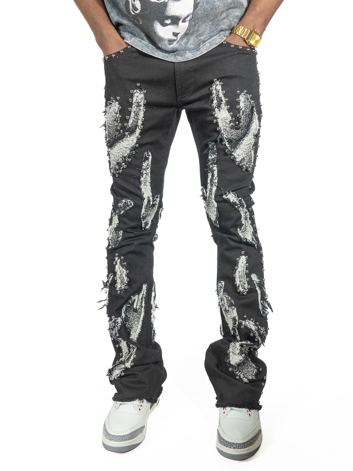 F1731 Zerrelly Stacked Jeans - Black