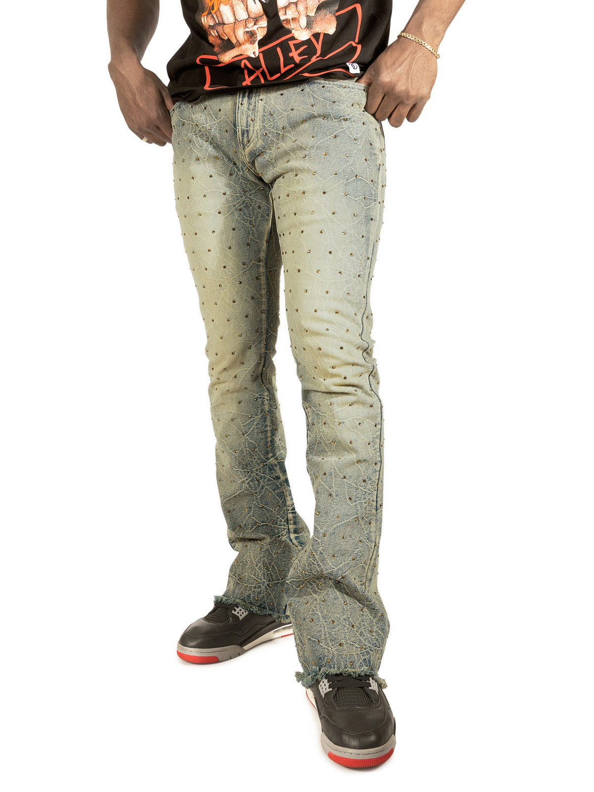 Makobi Romano Stacked Stone Pants in Dirt, front view
