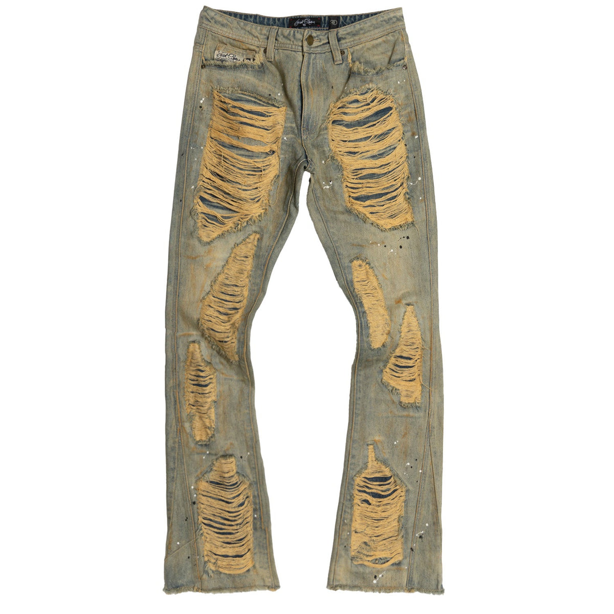 Makobi Basel Distressed Stacked Jeans, Antique Wash, product front