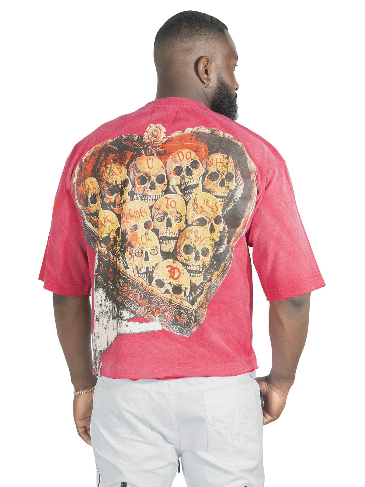 Makobi Hopeless Romantic Cropped, Fuchsia Red, worn by model, back view