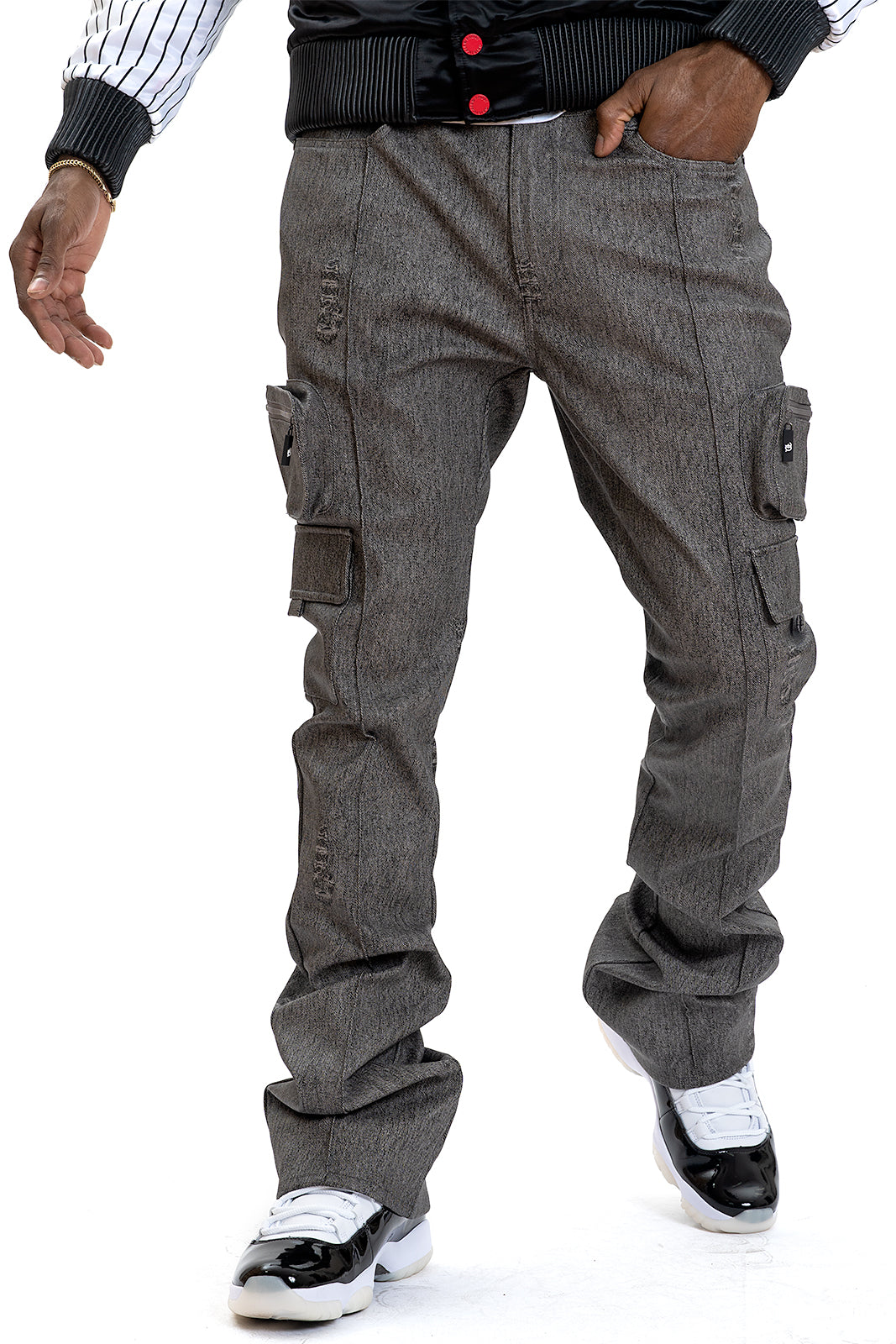 Makobi CASA DE Vegan Leather Pants in Black, detail view