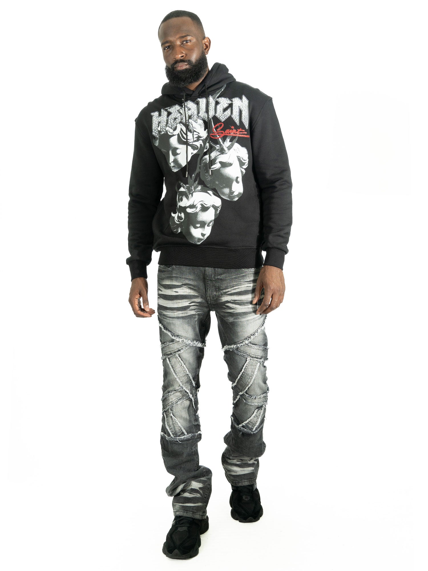 Fleece Hoodie | F4171 Heaven Pull Over - Black