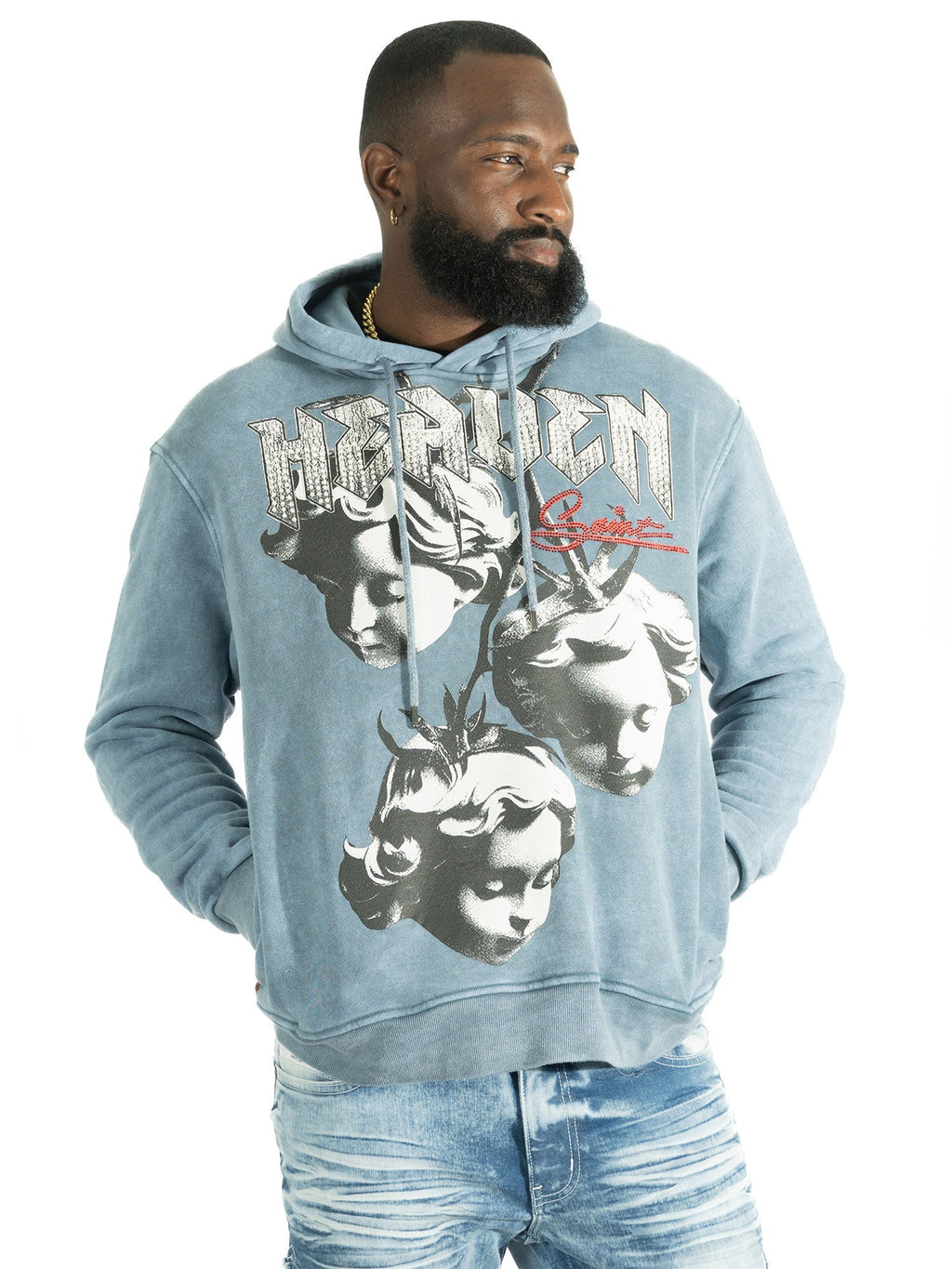 Fleece Hoodie | F4171 Heaven Pull Over - Blue