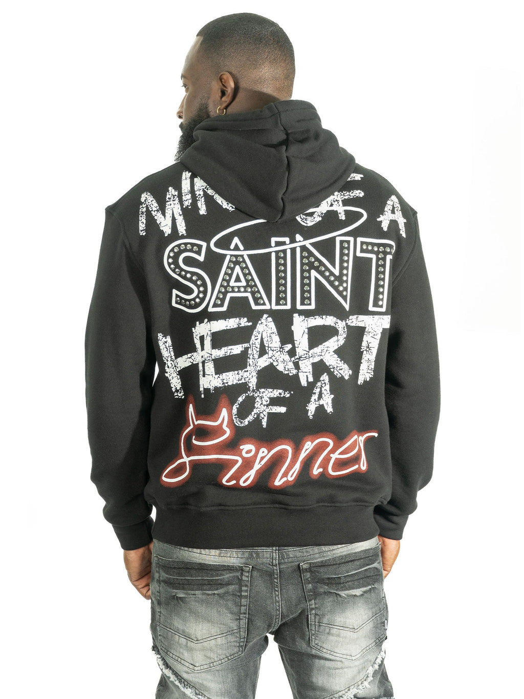 Fleece Hoodie | F4173 Sinners Over Size - Black