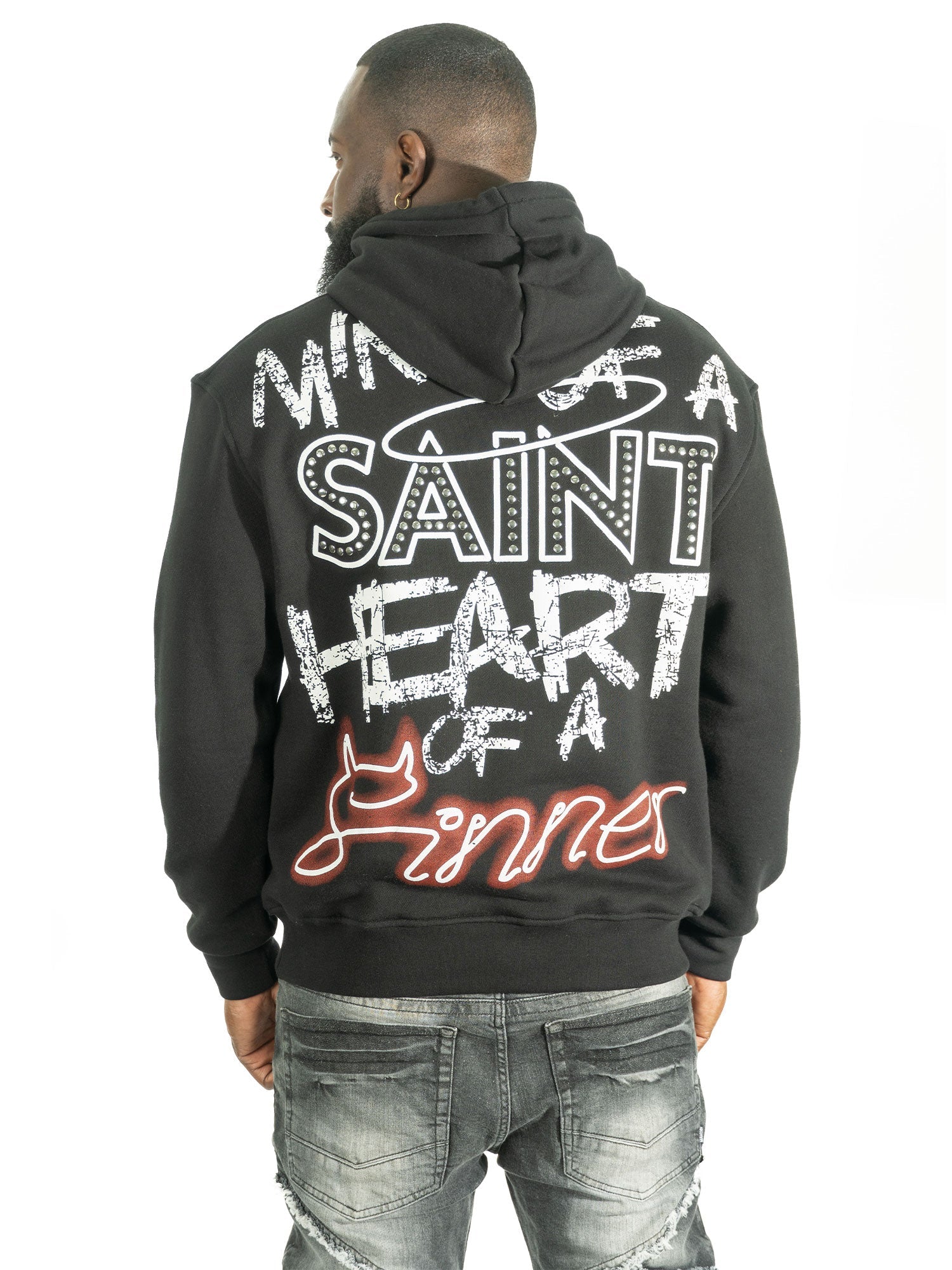 Fleece Hoodie | F4173 Sinners Over Size - Black