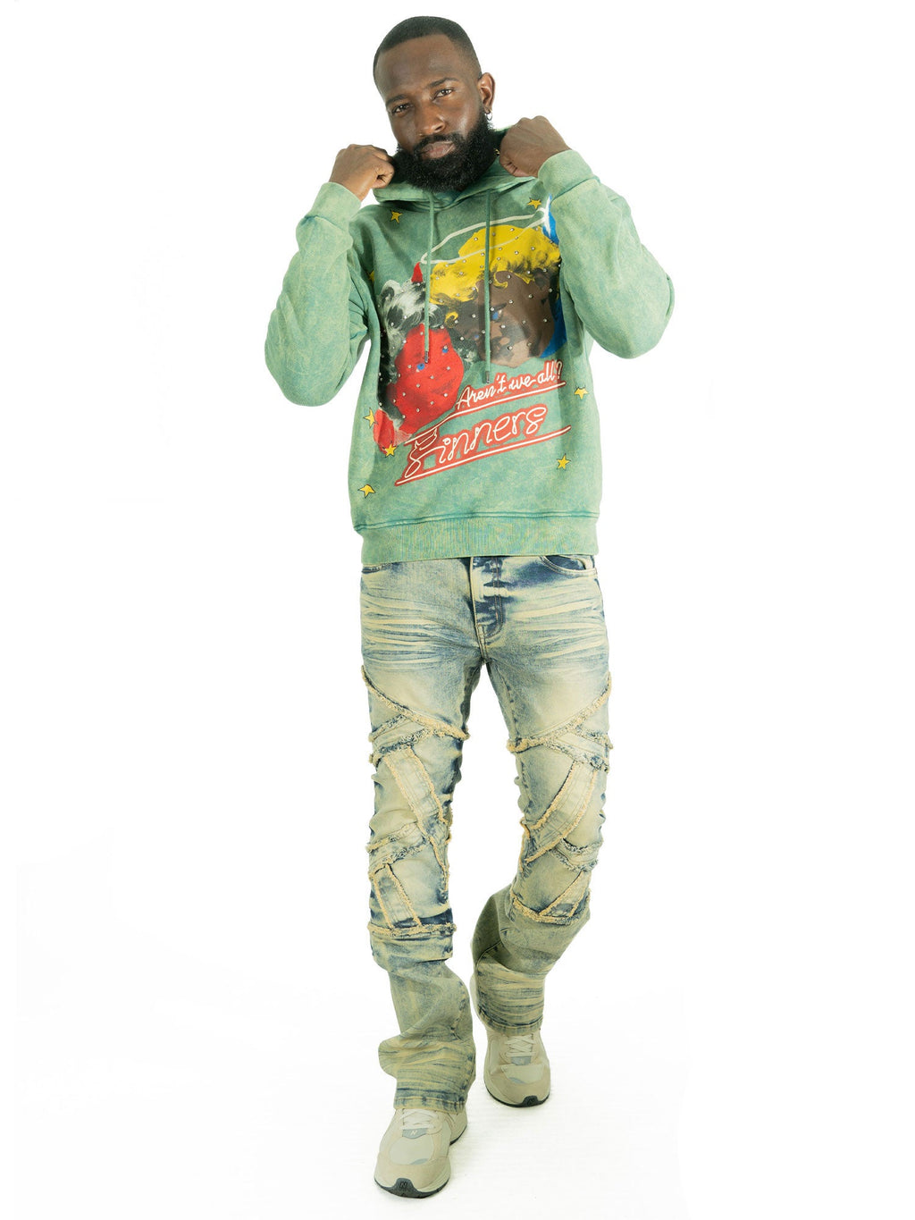 Fleece Hoodie | F4173 Sinners Over Size - Green