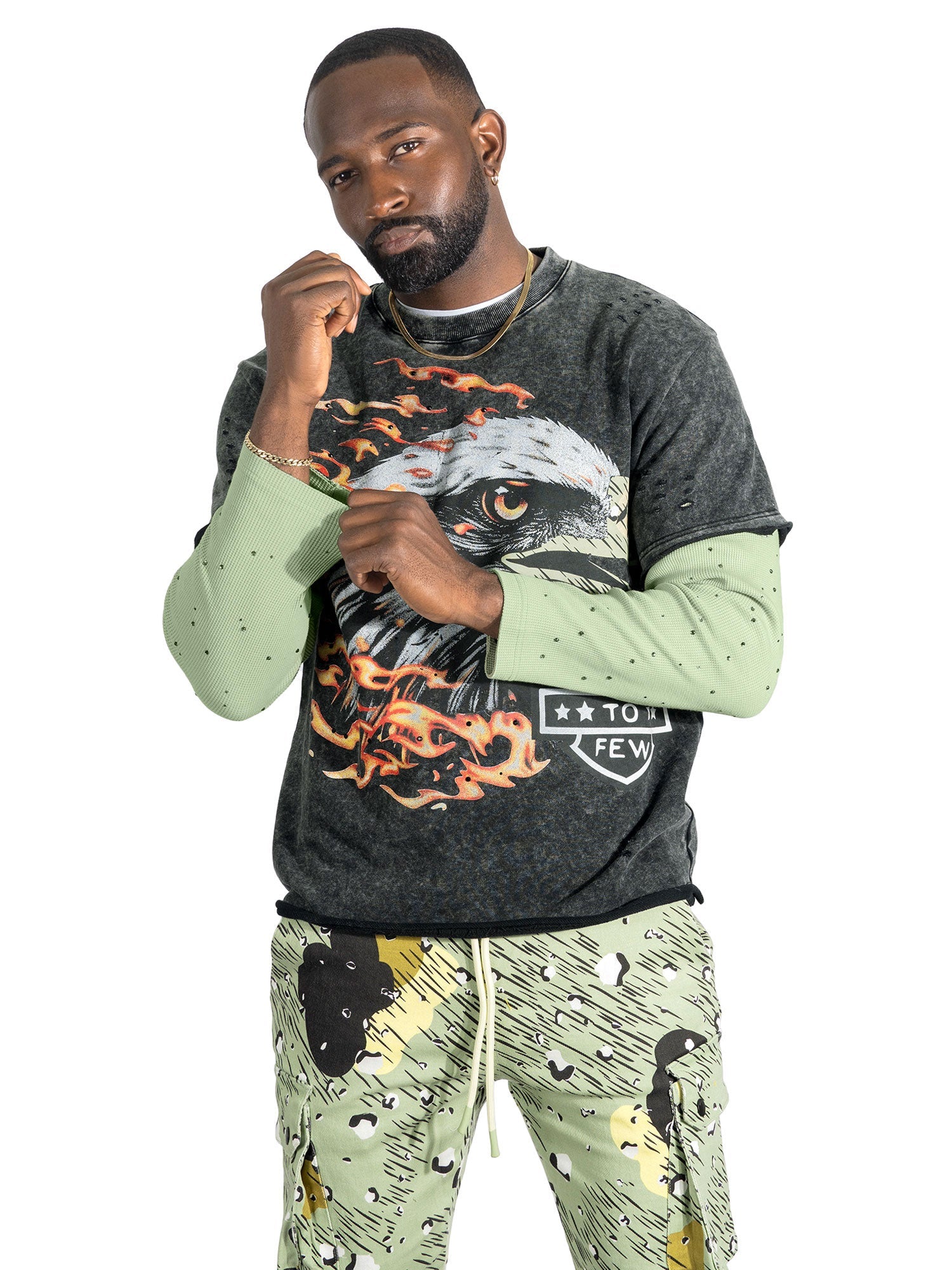 Sweatshirt|F4225 "Loyal To Few" Long Sleeves - Olive