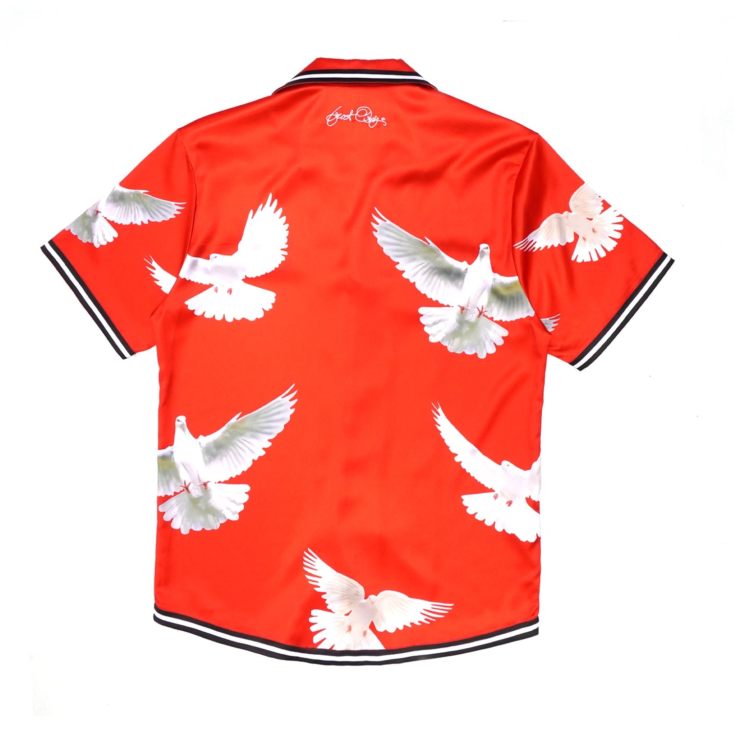 F545 Frost Dove Satin Button Down Set - Red