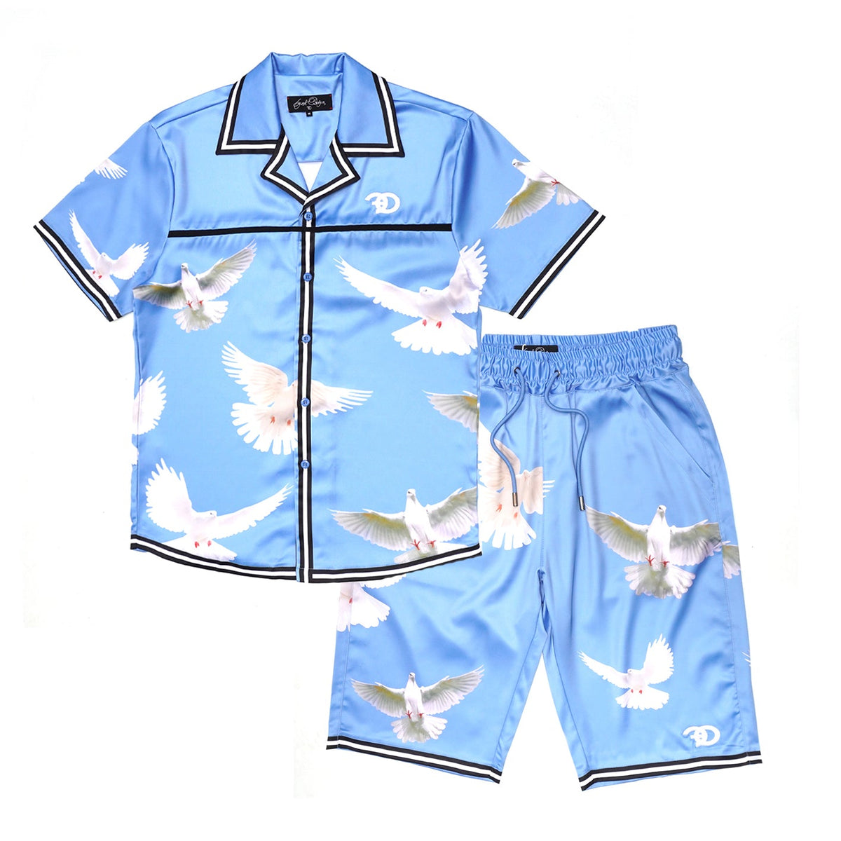 Makobi Frost Dove Satin Button Down Set, Blue, product front